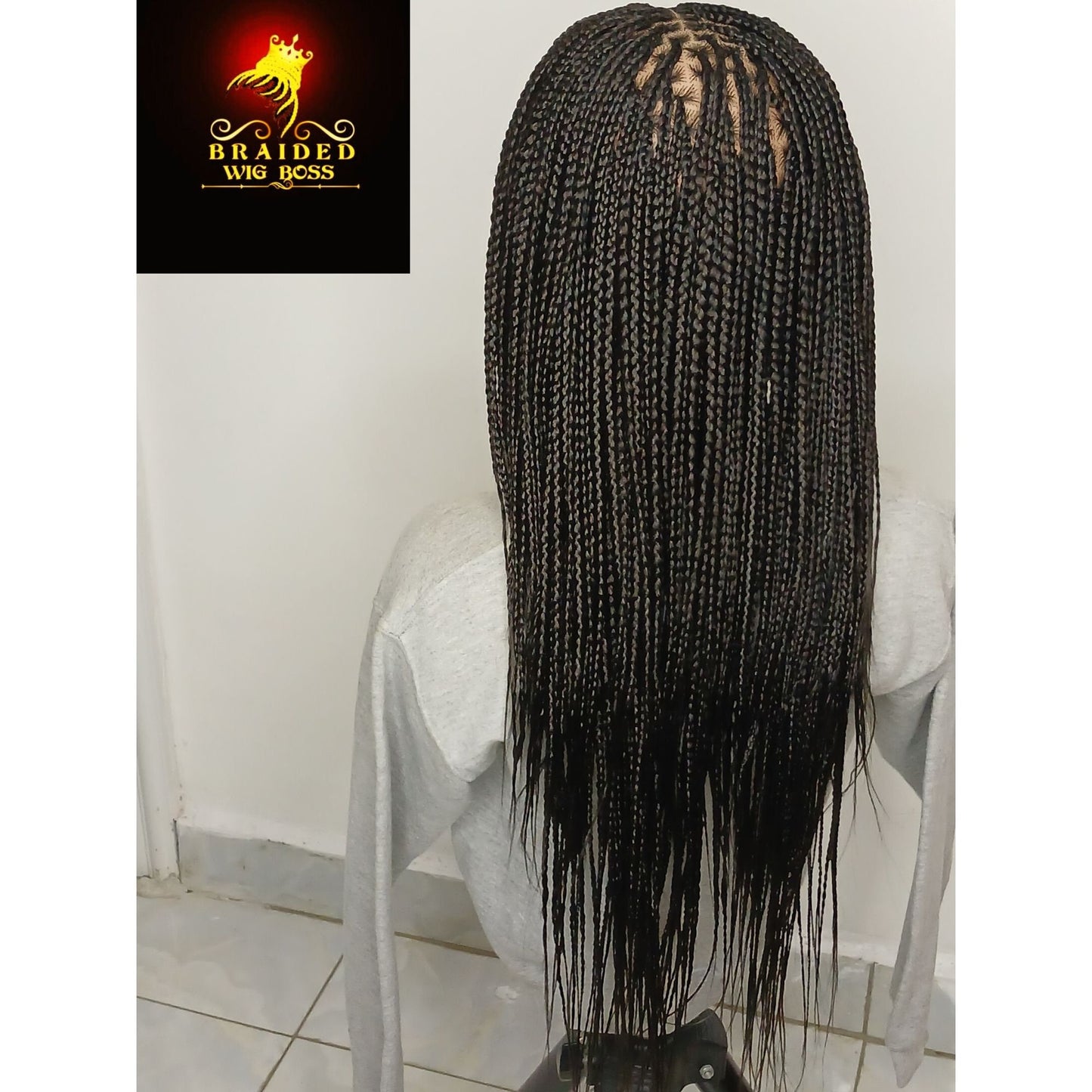 Ready to Ship Knotless braided wig for black women glueless full lace front closure wig cornrow dreadlock faux loc micro twist medium braids