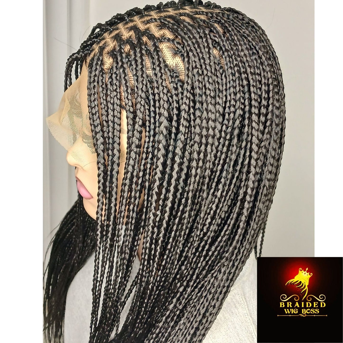 Ready to Ship Knotless braided wig for black women glueless full lace front closure wig cornrow dreadlock faux loc micro twist medium braids