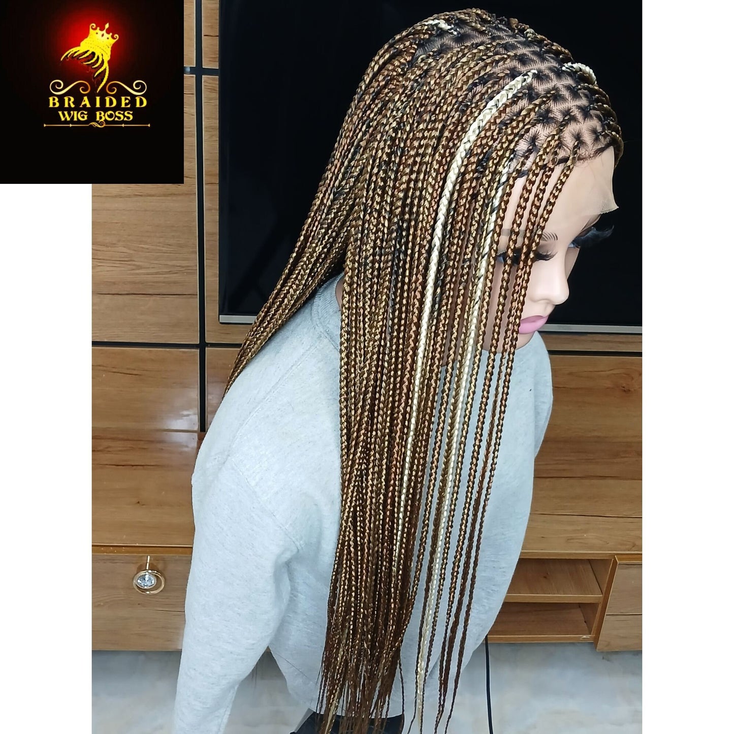 Multicolored Knotless Braid Wigs For Black Women Available In Full Lace Wig & Lace Front Braided Wig Handmade African Wig Protective Style