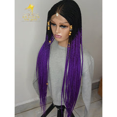 New Cornrow Braided Wig For Black Women On 4*4 Braided Lace Front Wig Glueless Handmade African Cornrow Wig Available In All Color Braid Wig