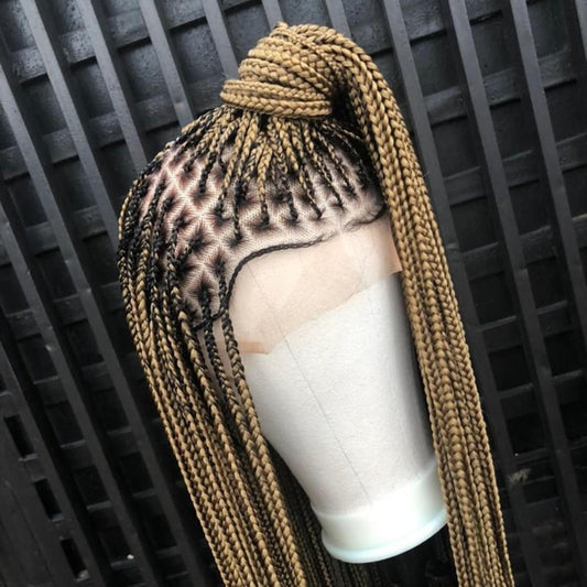 Knotless braided wig for black women handmade box braid wig full lace front glueless wig straight bob wig small medium personalized braids