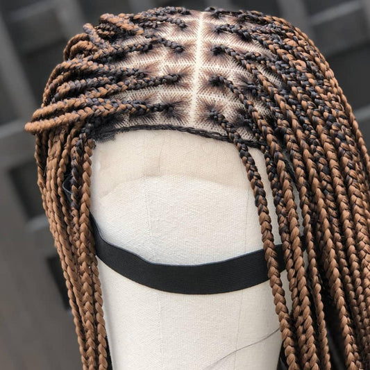 Knotless Braid Wig On Full 4*4 Braided Lace Front Wigs For Black Women Box Braided Wig Synthetic Glueless Wig Personalised Braids