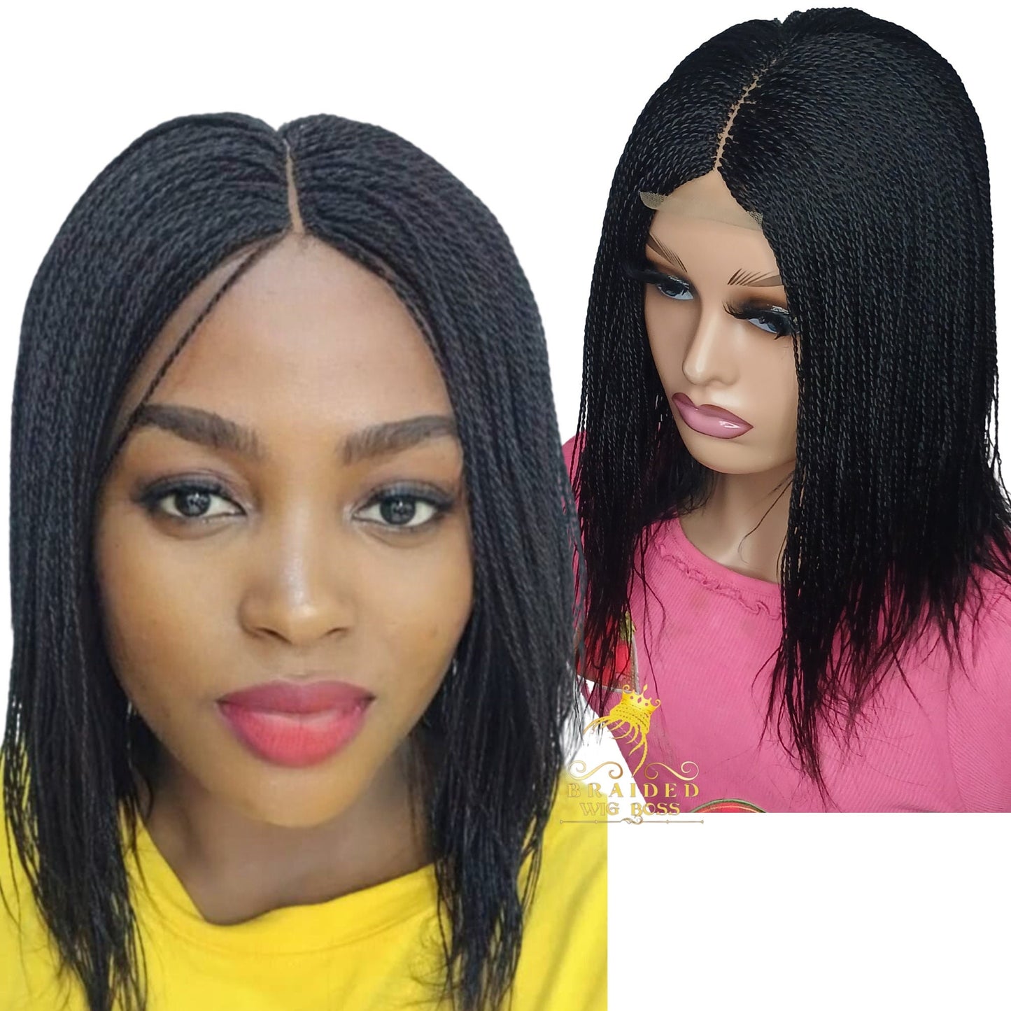 10" Short Micro Twist Wig on 2*4 Closure Lace Front Wig Braided Wis for Black Women Million Braid Wig Twisted Wigs for Women