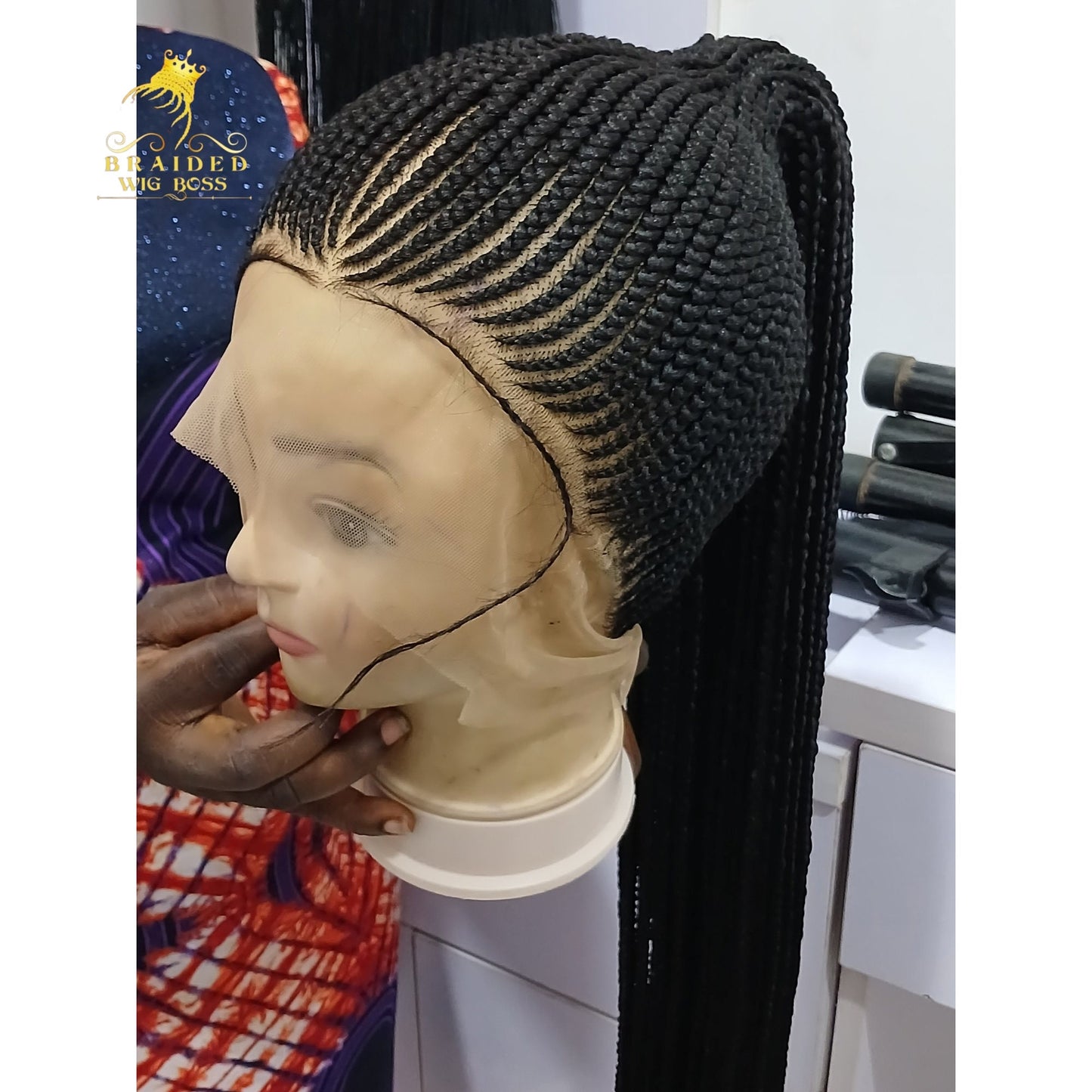 Updo Cornrow Wig on Full Lace Braided wigs For Black Women & 360 Braided Lace Front Wig Synthetic Glueless Box Braid Wig