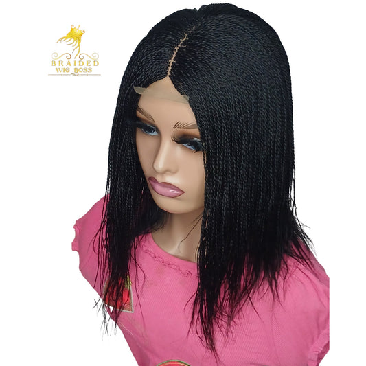 10" Short Micro Twist Wig on 2*4 Closure Lace Front Wig Braided Wis for Black Women Million Braid Wig Twisted Wigs for Women