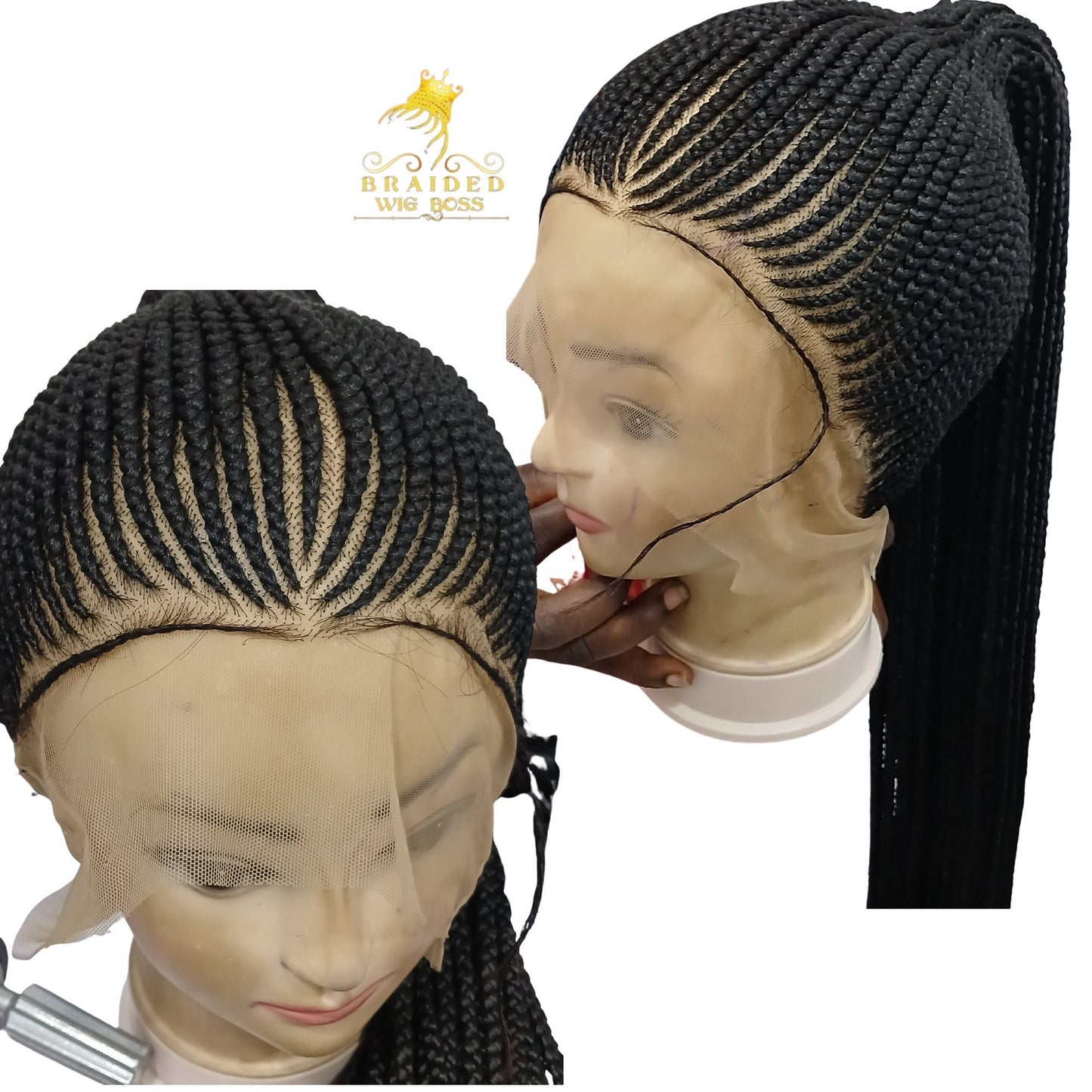 Updo Cornrow Wig on Full Lace Braided wigs For Black Women & 360 Braided Lace Front Wig Synthetic Glueless Box Braid Wig