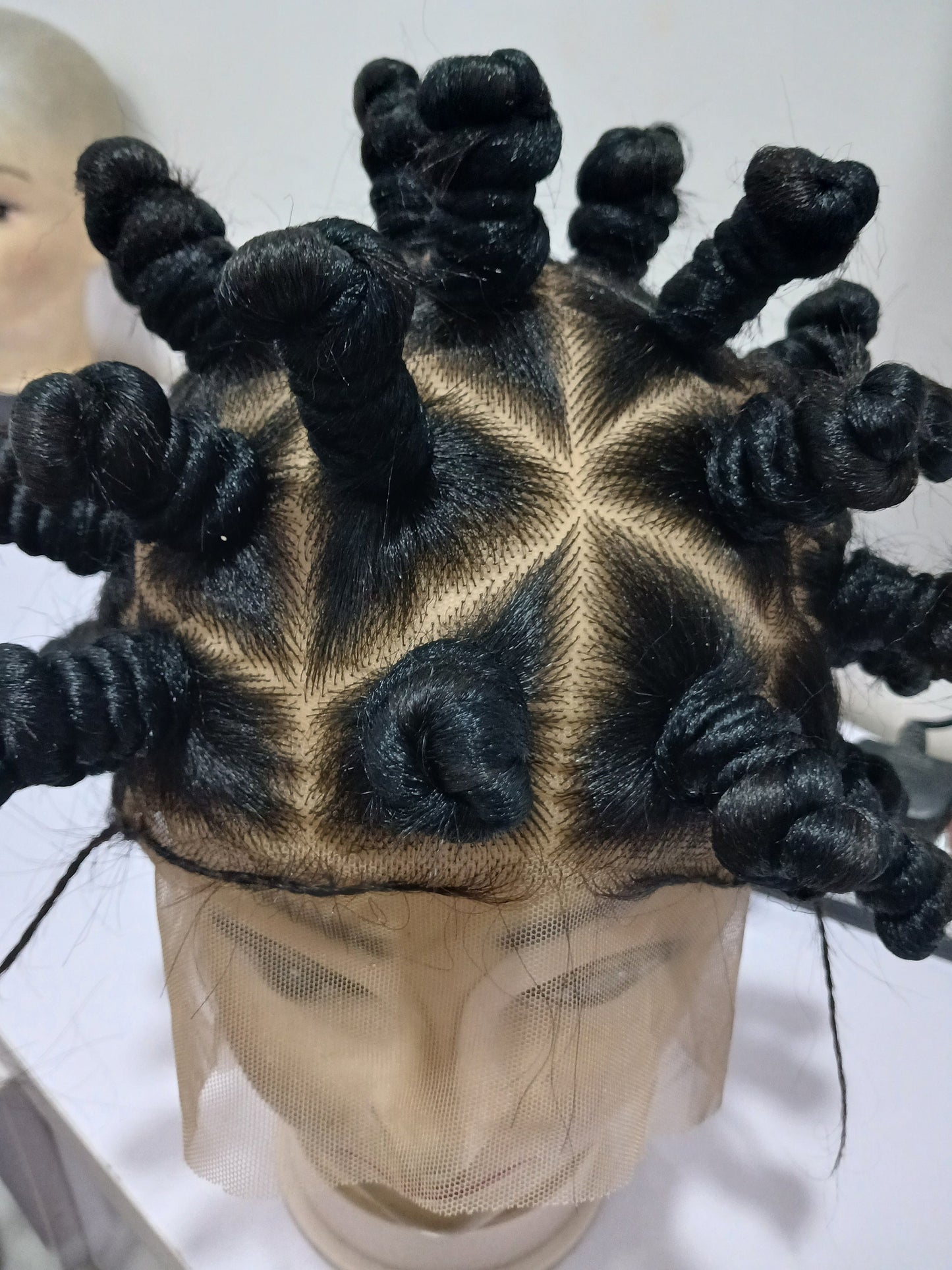 Full lace Bantu knot braided wig, Braided wig for black women, Knotless box braids wig, Braided Lace wigs, Cornrow wig, Faux locs, Braids