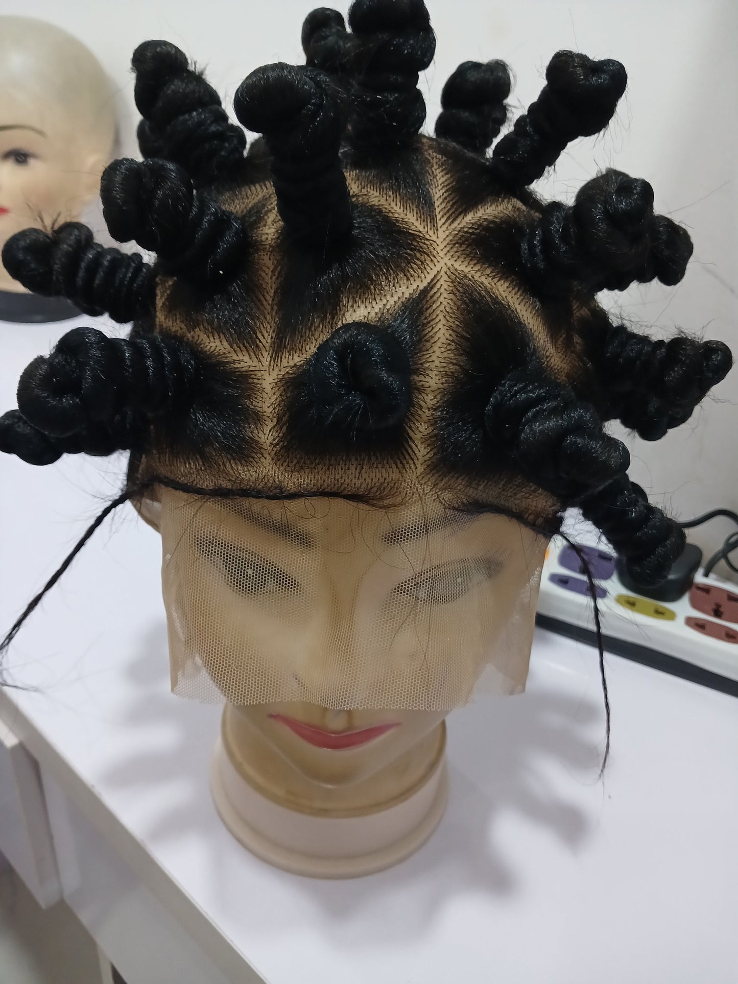 Full lace Bantu knot braided wig, Braided wig for black women, Knotless box braids wig, Braided Lace wigs, Cornrow wig, Faux locs, Braids