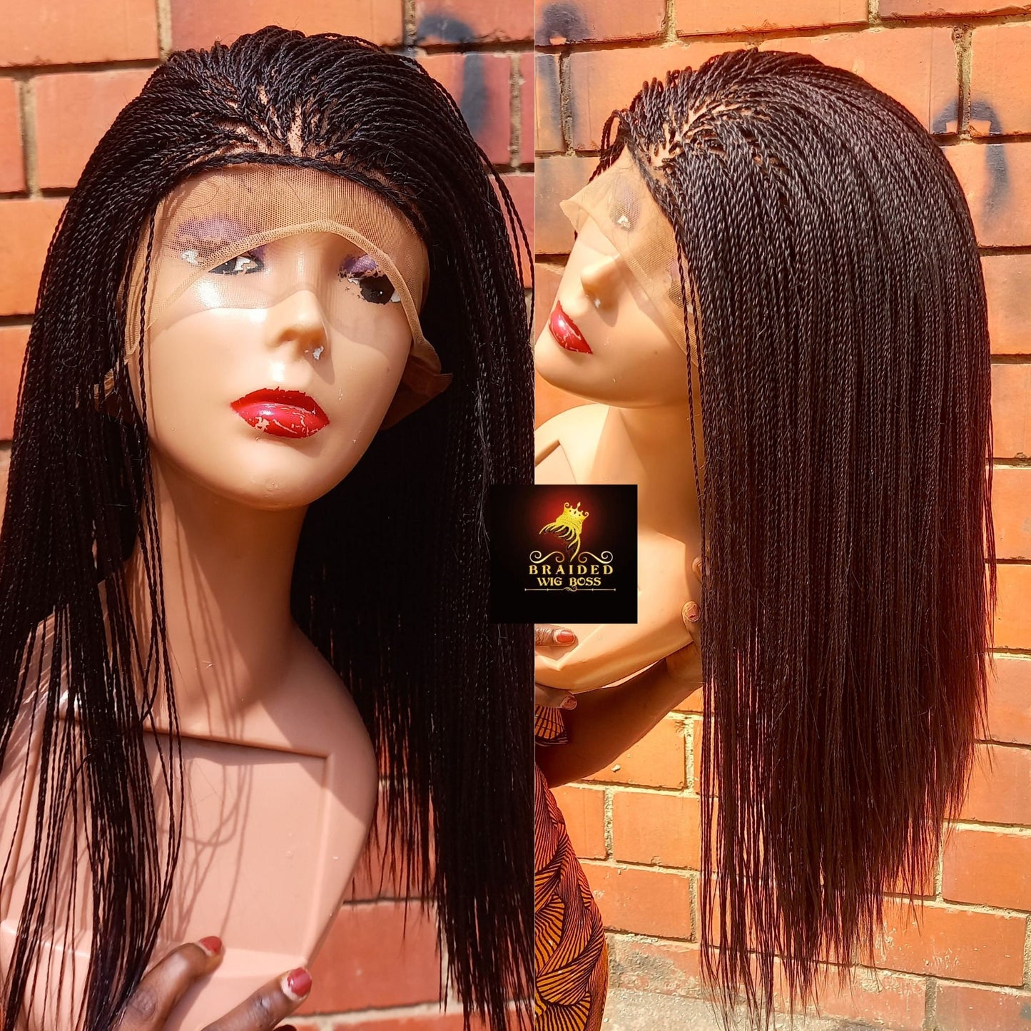 16" Micro Million Twist Wig on Full Lace Braided Wig For Black Women Braid Wigs Lace Front Wig Million Twist Wig Lace Wig Twisted Wig