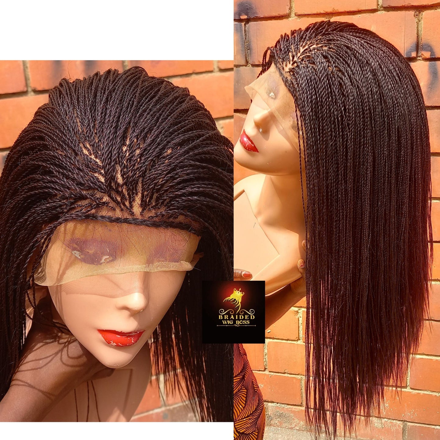 16" Micro Million Twist Wig on Full Lace Braided Wig For Black Women Braid Wigs Lace Front Wig Million Twist Wig Lace Wig Twisted Wig