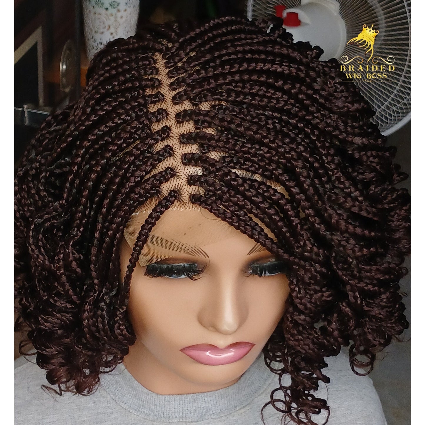 Short Curly Box Braid Wig For Black Women On a 6 by 6 Lace Front Wig Box Braided Wig on Braided Lace Wig Available In All Colors