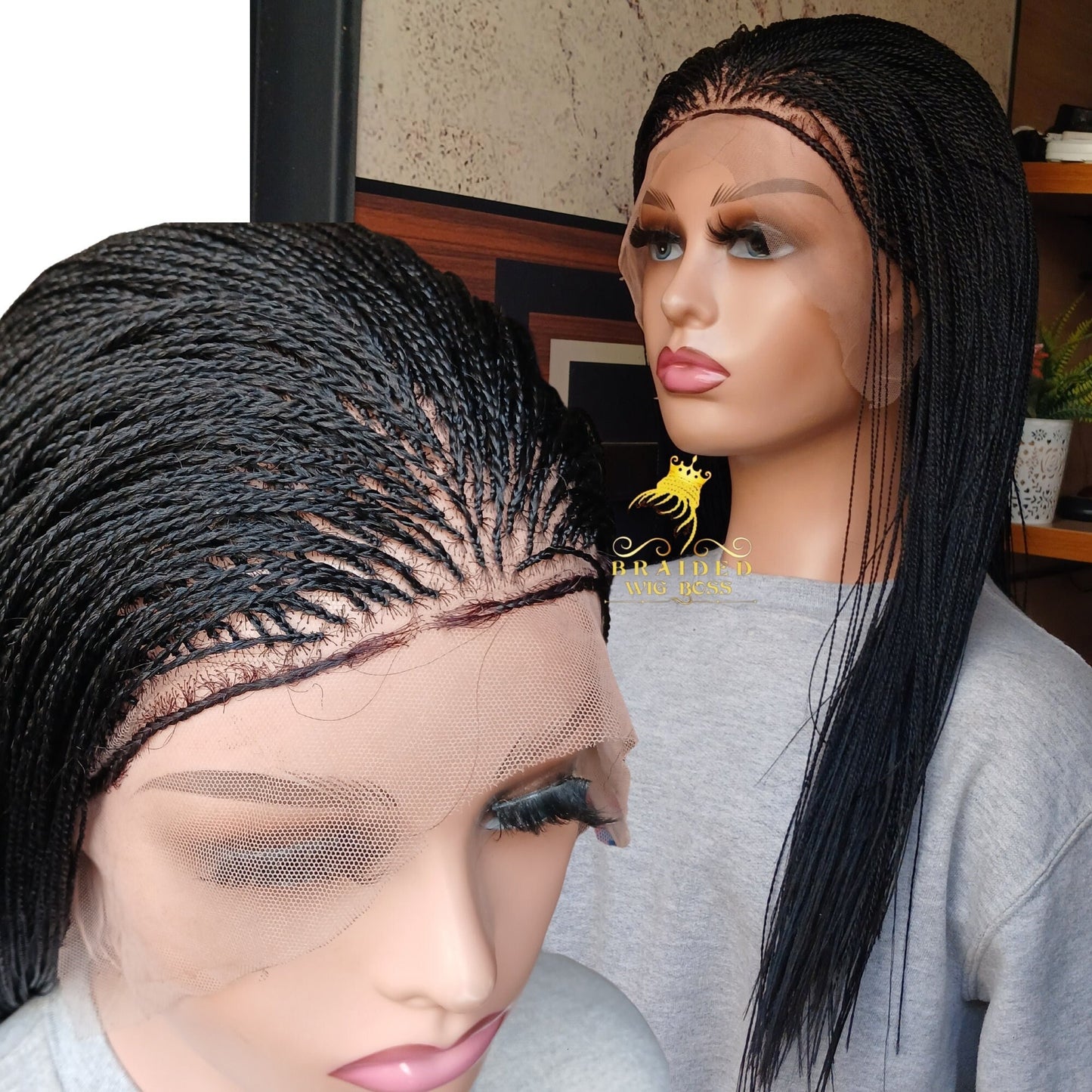 Micro Twist  Wig Handmade Braided Wigs For Black Women Available In lace front braided wig & Full Lace Braid Wig Glueless Micro Braid Wig