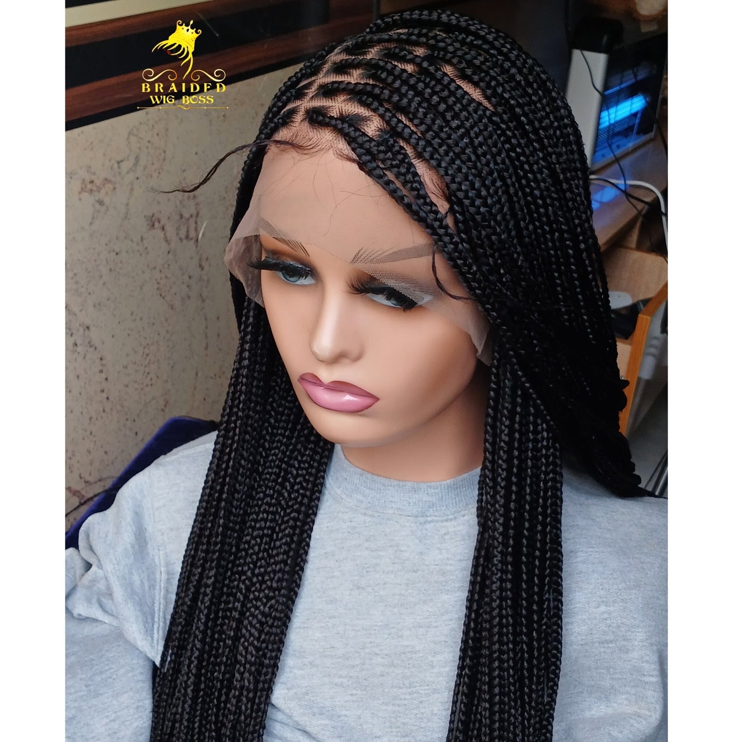 Knotless Braided Wig For Black Women On Full Lace Wig &Braided Lace Front Wig Customisable In All Colors And Lengths Box Braid Wig