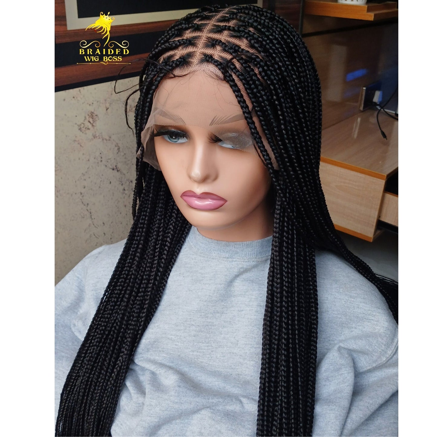 Knotless Braided Wig For Black Women On Full Lace Wig &Braided Lace Front Wig Customisable In All Colors And Lengths Box Braid Wig