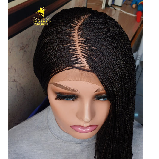 C-Cut Micro Twist Wig On 6 by 6 Braided Lace Wig Available In All Length Braided Wigs For Black Women Micro Braid Wig