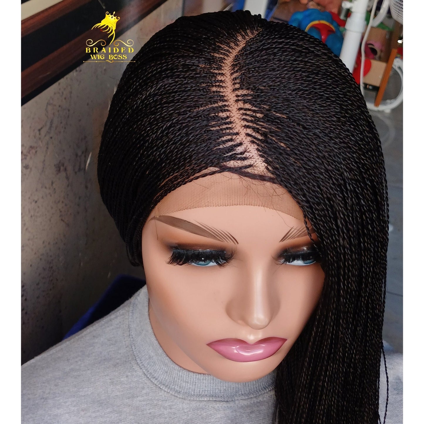 C-Cut Micro Twist Wig On 6 by 6 Braided Lace Wig Available In All Length Braided Wigs For Black Women Micro Braid Wig