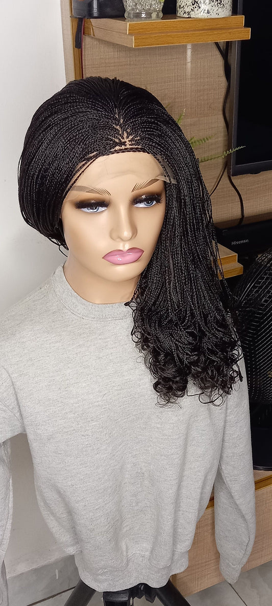 Curly Micro Braided Wig on 13*6 Frontal & Full Lace Wig Custom Made Braided Wigs For Black Women Short Glueless Braid Wig Handmade Wig