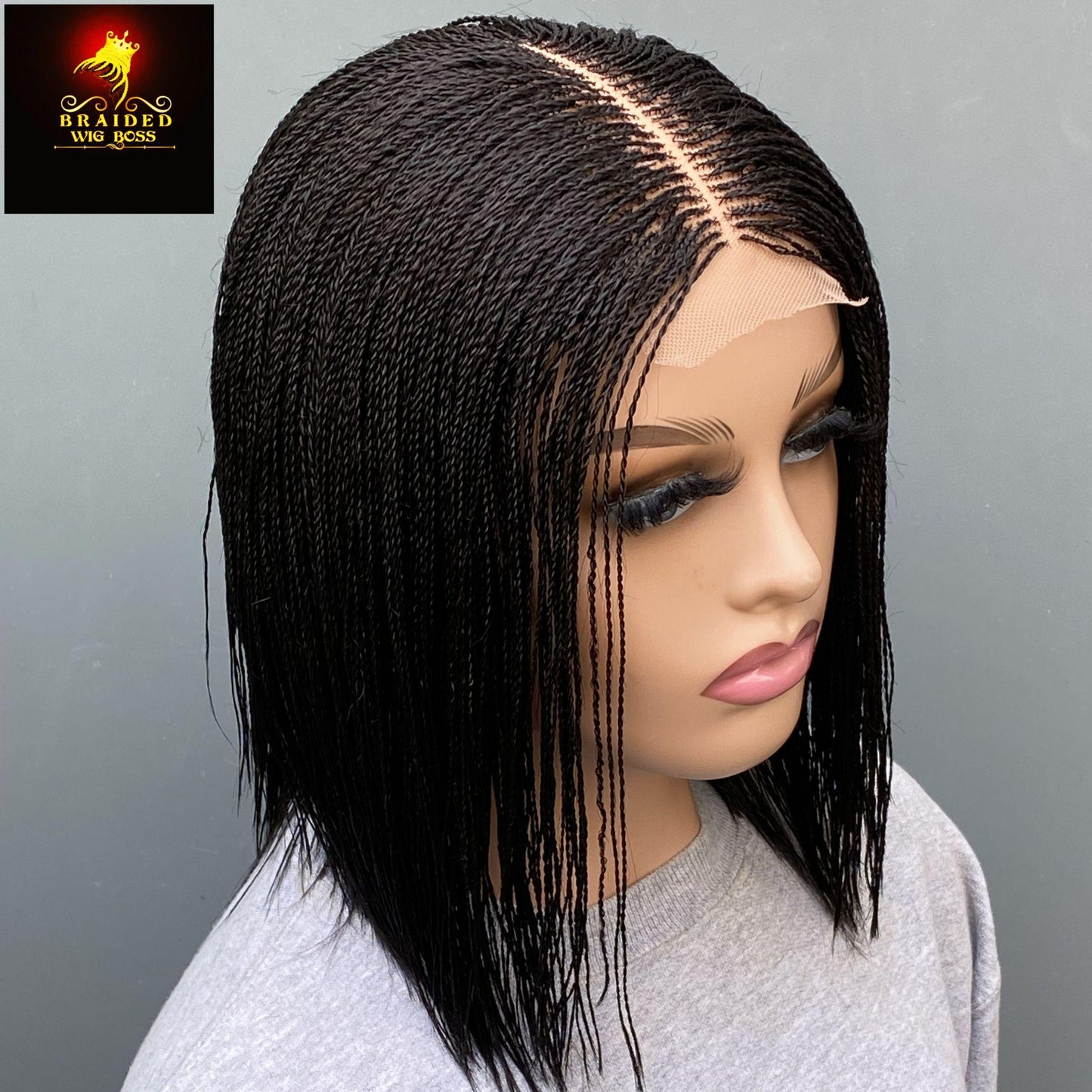 Short micro twist wig on 2*6 lace Centre-part braided wig braided lace front wigs 8-10" braid wig braided lace wigs Micro Braid Braided Wigs