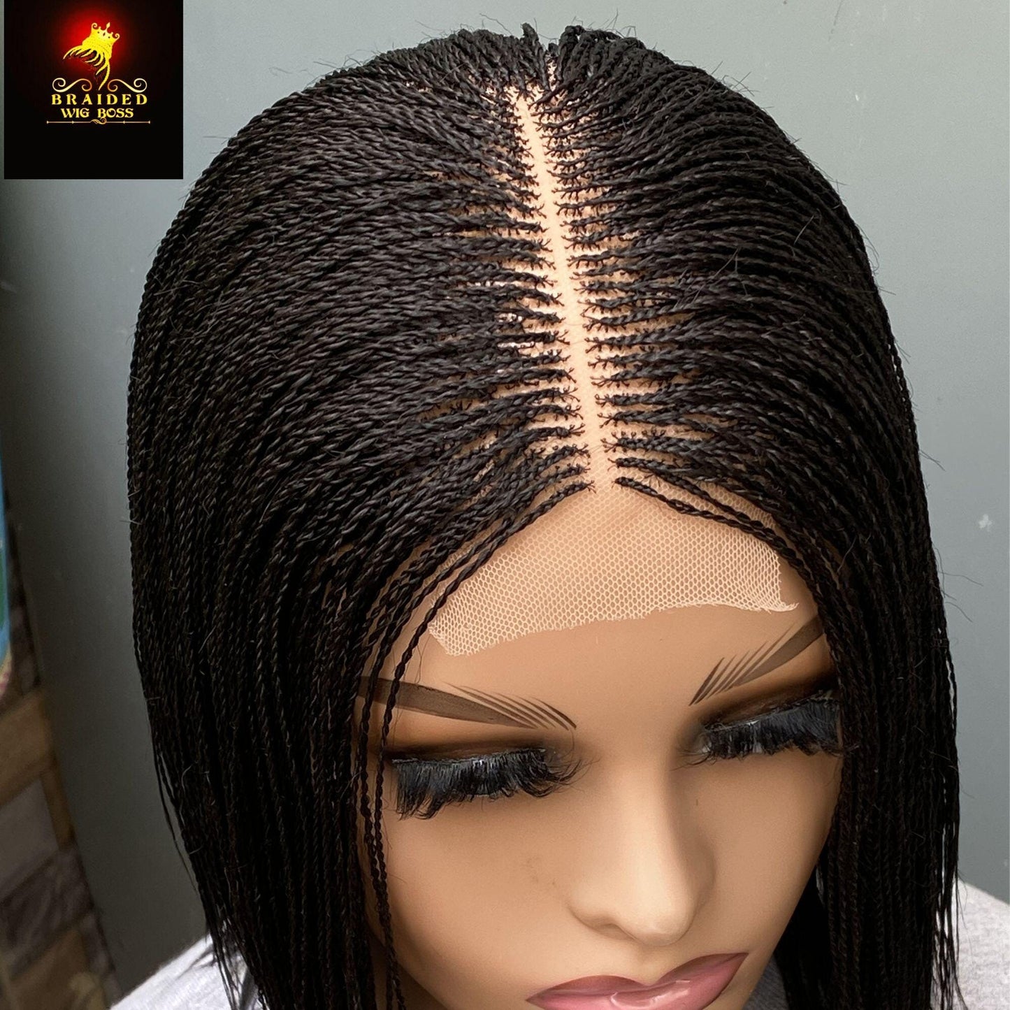 Short micro twist wig on 2*6 lace Centre-part braided wig braided lace front wigs 8-10" braid wig braided lace wigs Micro Braid Braided Wigs