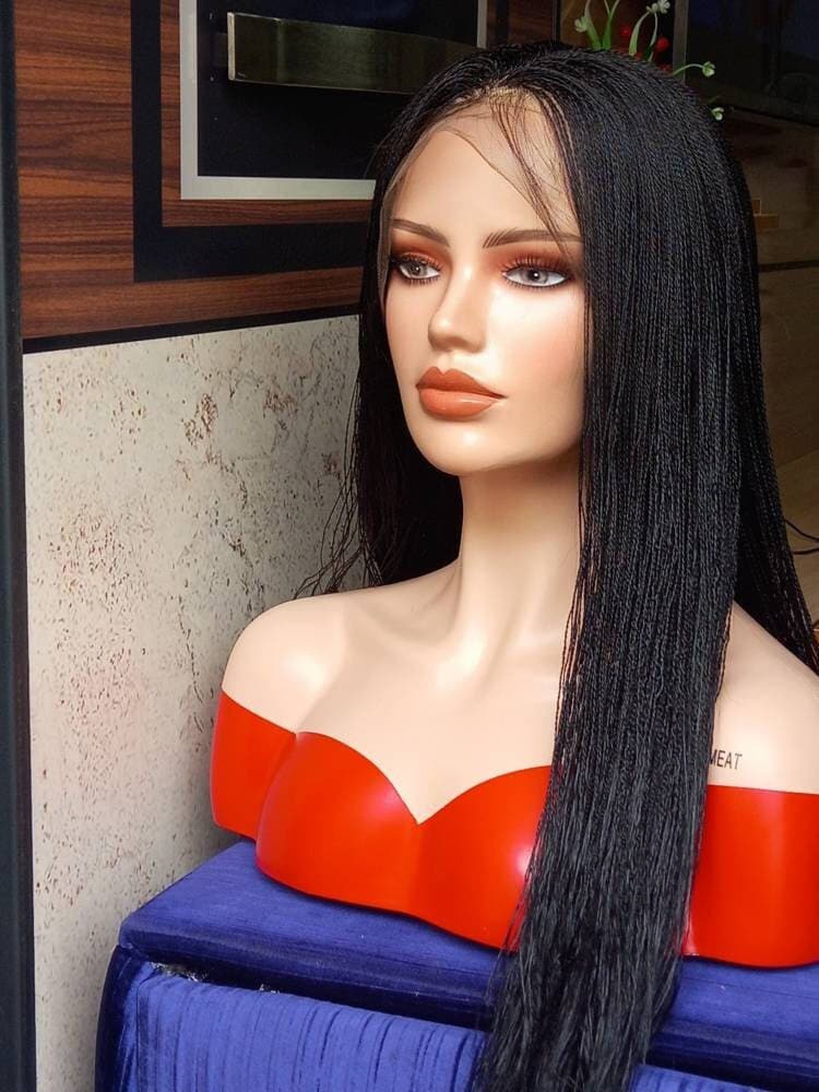 Ready to Ship 30-Inch Micro Million Twist Wig on 13x6 Braided Lace Front New Braided Wig for Black Women  Color 1 (No customisation allowed)