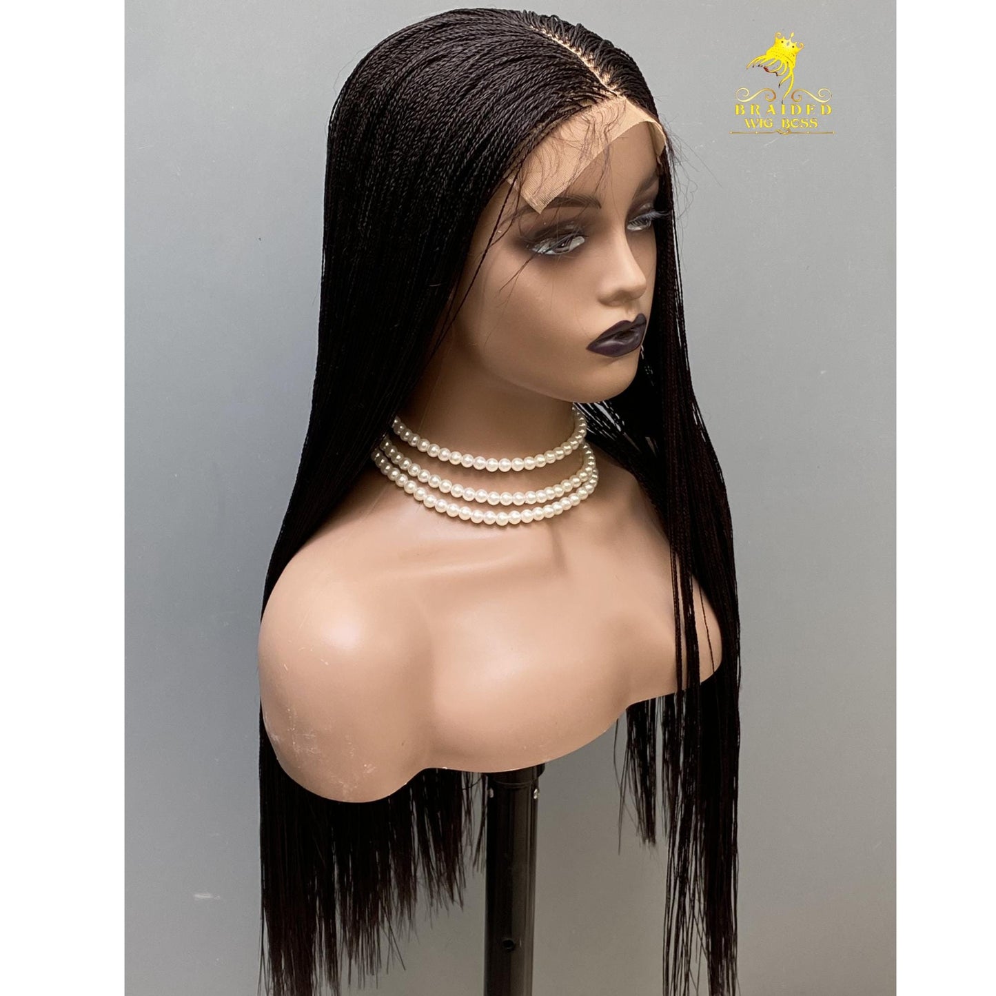 Ready to Ship 28'' Micro Twist Braided Wig on 6x6 Lace Center-Part, Glueless Lace Front Wig for Women – Lightweight Braided Lace Wig