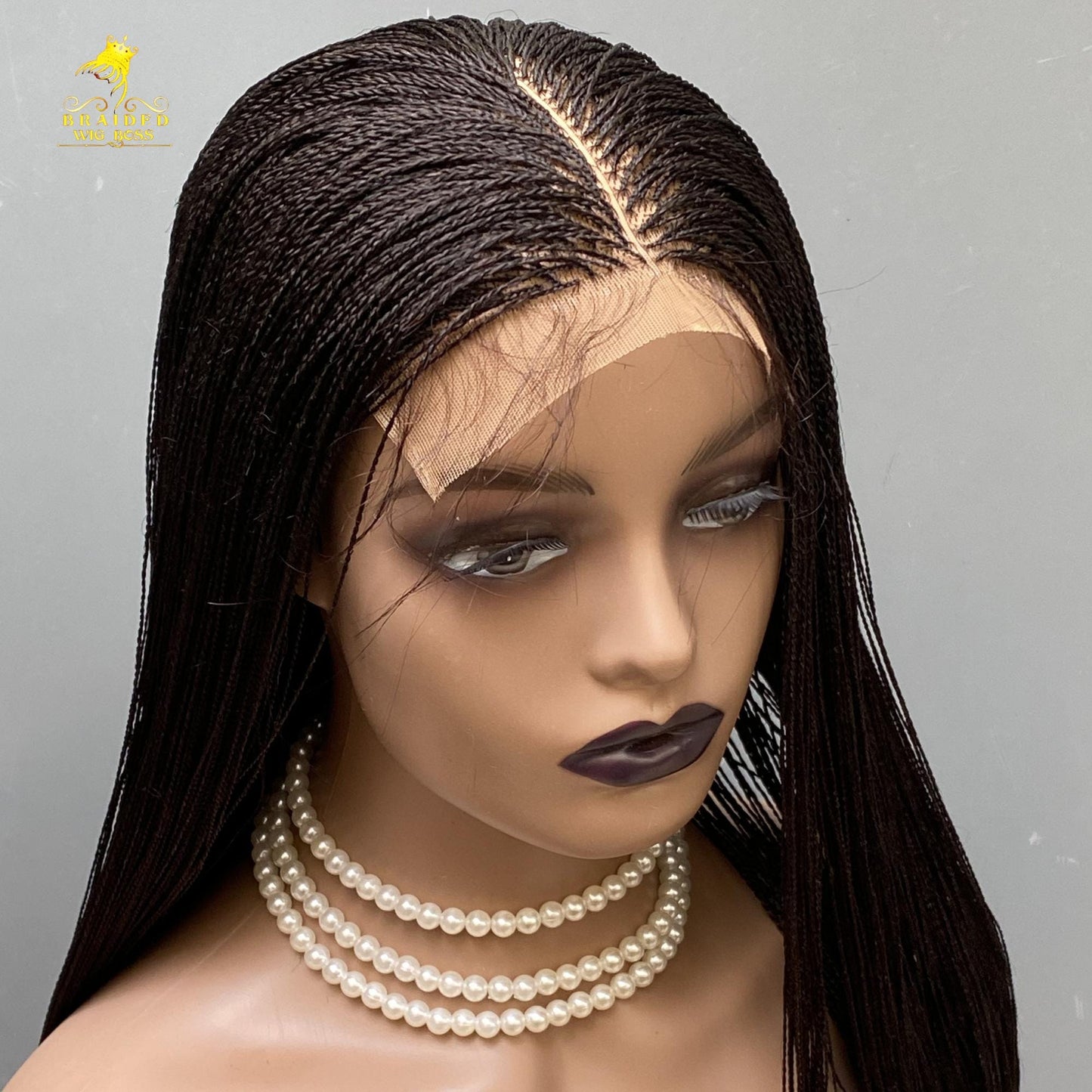 Ready to Ship 28'' Micro Twist Braided Wig on 6x6 Lace Center-Part, Glueless Lace Front Wig for Women – Lightweight Braided Lace Wig