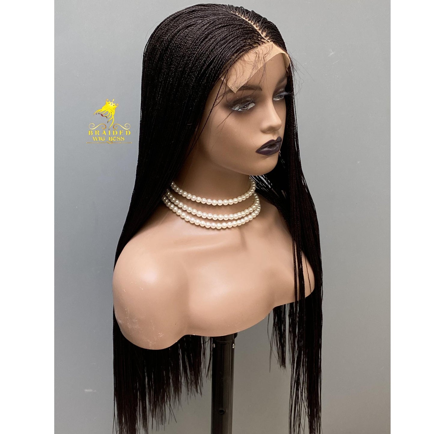 Ready to Ship 28'' Micro Twist Braided Wig on 6x6 Lace Center-Part, Glueless Lace Front Wig for Women – Lightweight Braided Lace Wig