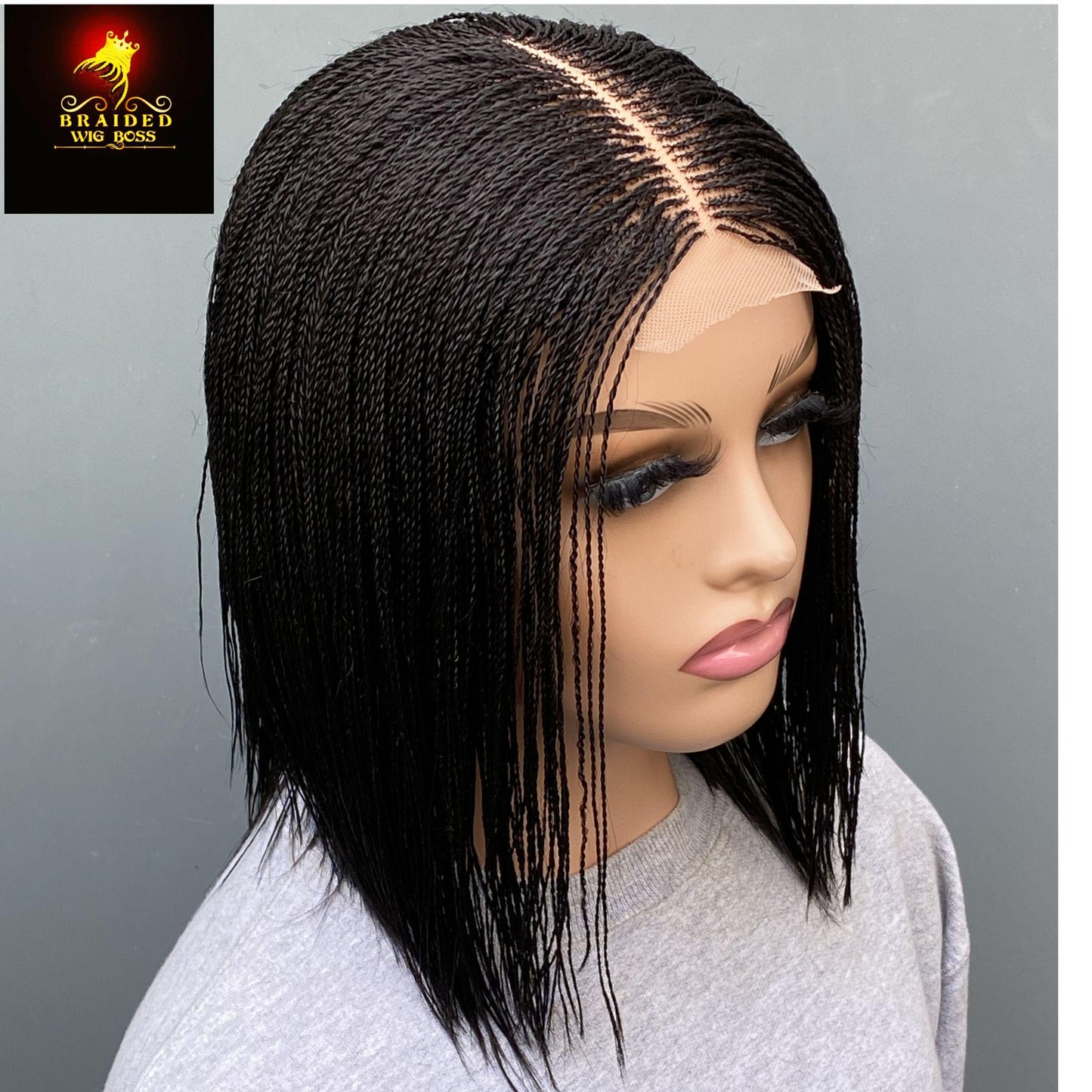 Short micro twist wig on 2*6 lace Centre-part braided wig braided lace front wigs 8-10" braid wig braided lace wigs Micro Braid Braided Wigs