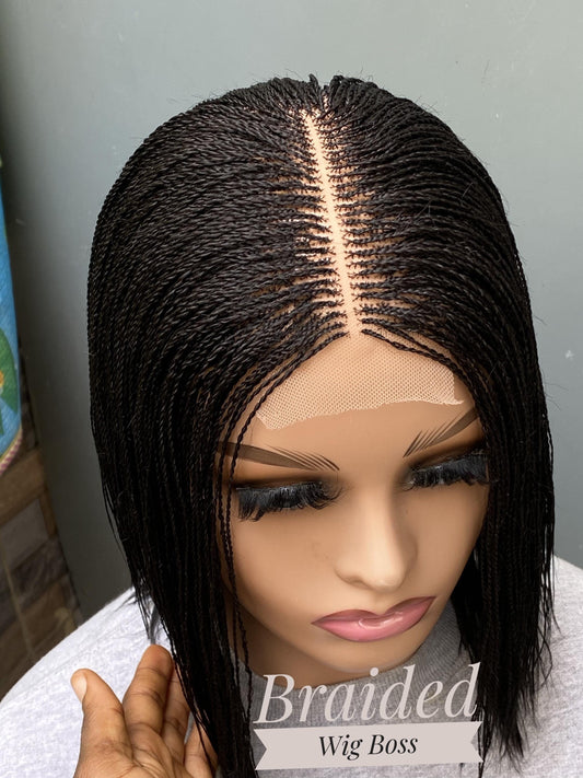 Ready to Ship Short micro twist wig on 2*6 lace Centre-part braided wig braided lace front wigs  8-10" braid wig braided lace wigs