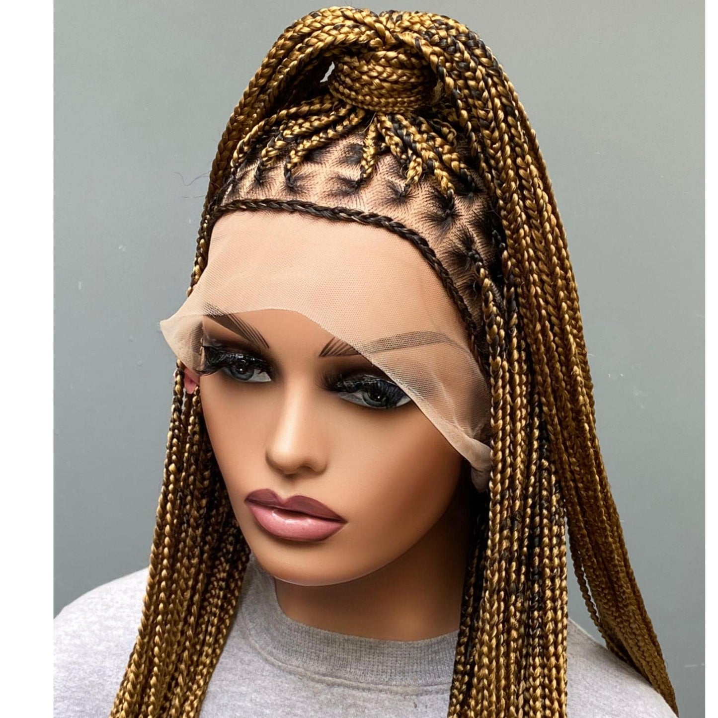 Knotless Braided Wigs for Black Women on Full Lace Wig Customisable Color 27 Glueless Box Braid Wig Handmade Braided Lace Wig Lightweight