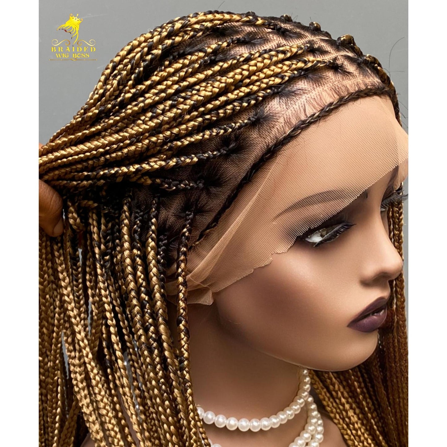 Knotless Braided Wigs for Black Women on Full Lace Wig Customisable Color 27 Glueless Box Braid Wig Handmade Braided Lace Wig Lightweight