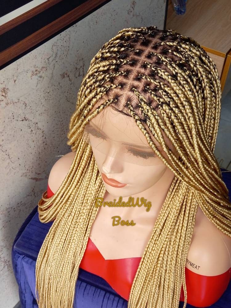 Blonde full lace knotless braided wig braided lace front wigs for black women lace front wigs braids Box Braid Wig Braided lace front wigs