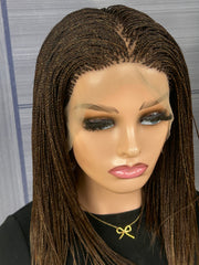 Short Micro Twist Braided Wig 12” – 13×6 Lace Front Braid Wig | Custom Color (Blend of 4, 33 & 30)