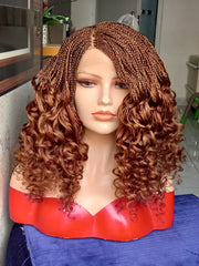 1 Curly Short Box Braid Wig for Women – Full Lace Braided Wig – Customizable Color & Length – Natural Look Handmade Wig