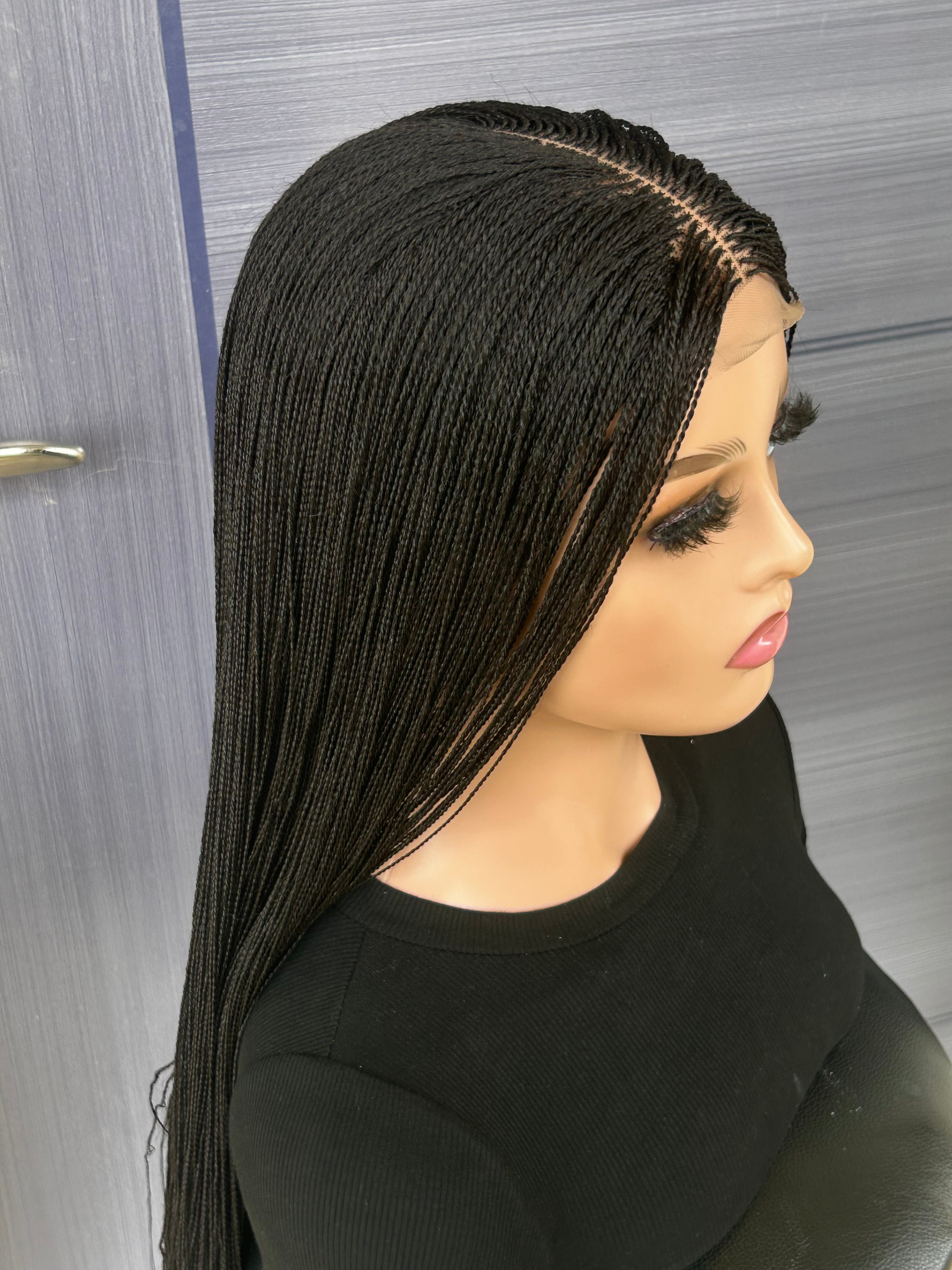 Micro Twist Braided Wig – 2x6 Lace Closure, Glueless Lightweight Wig for Black Women, Beginner Friendly Custom Protective Style handmade wigColor 2