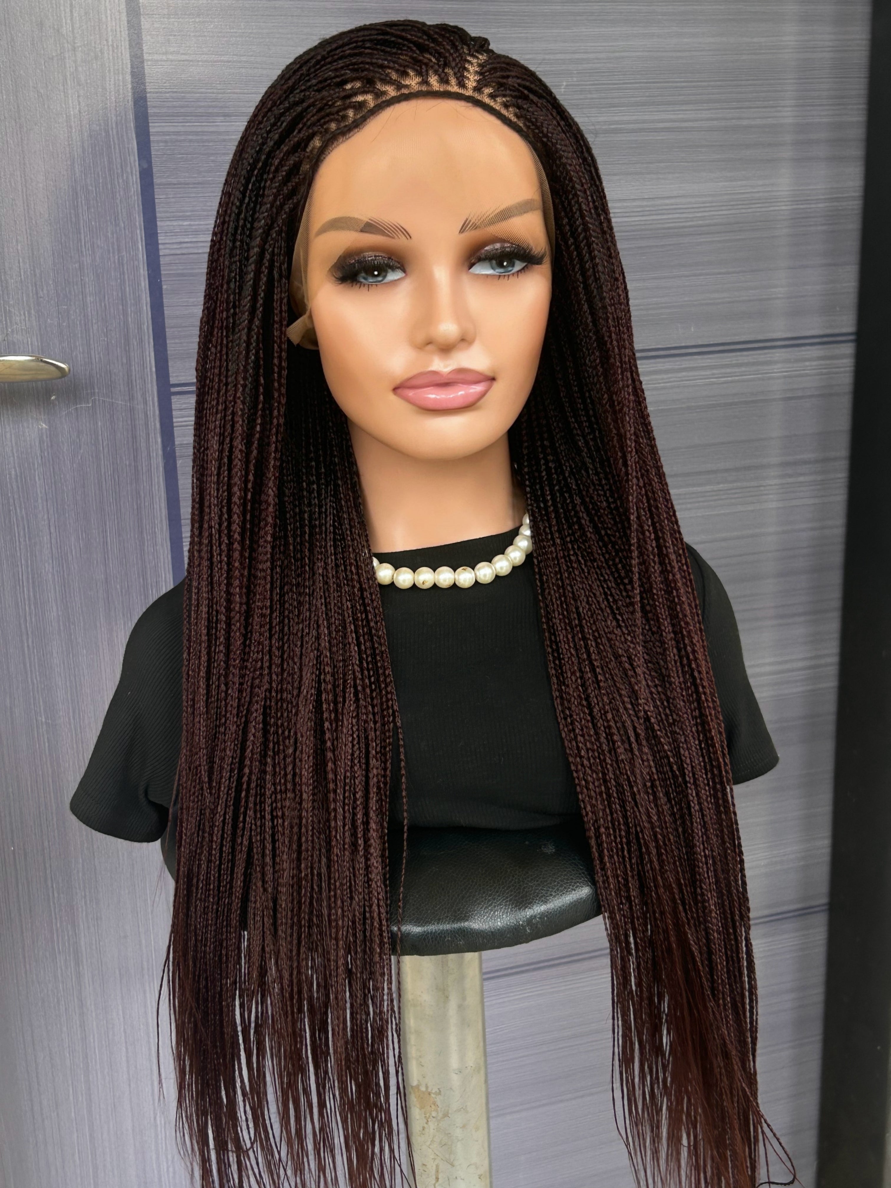 Customisable 30” Micro Braid Wig On Full Lace Glueless Braided Wig for Black Women, Custom Protective Style, Lightweight Natural Look