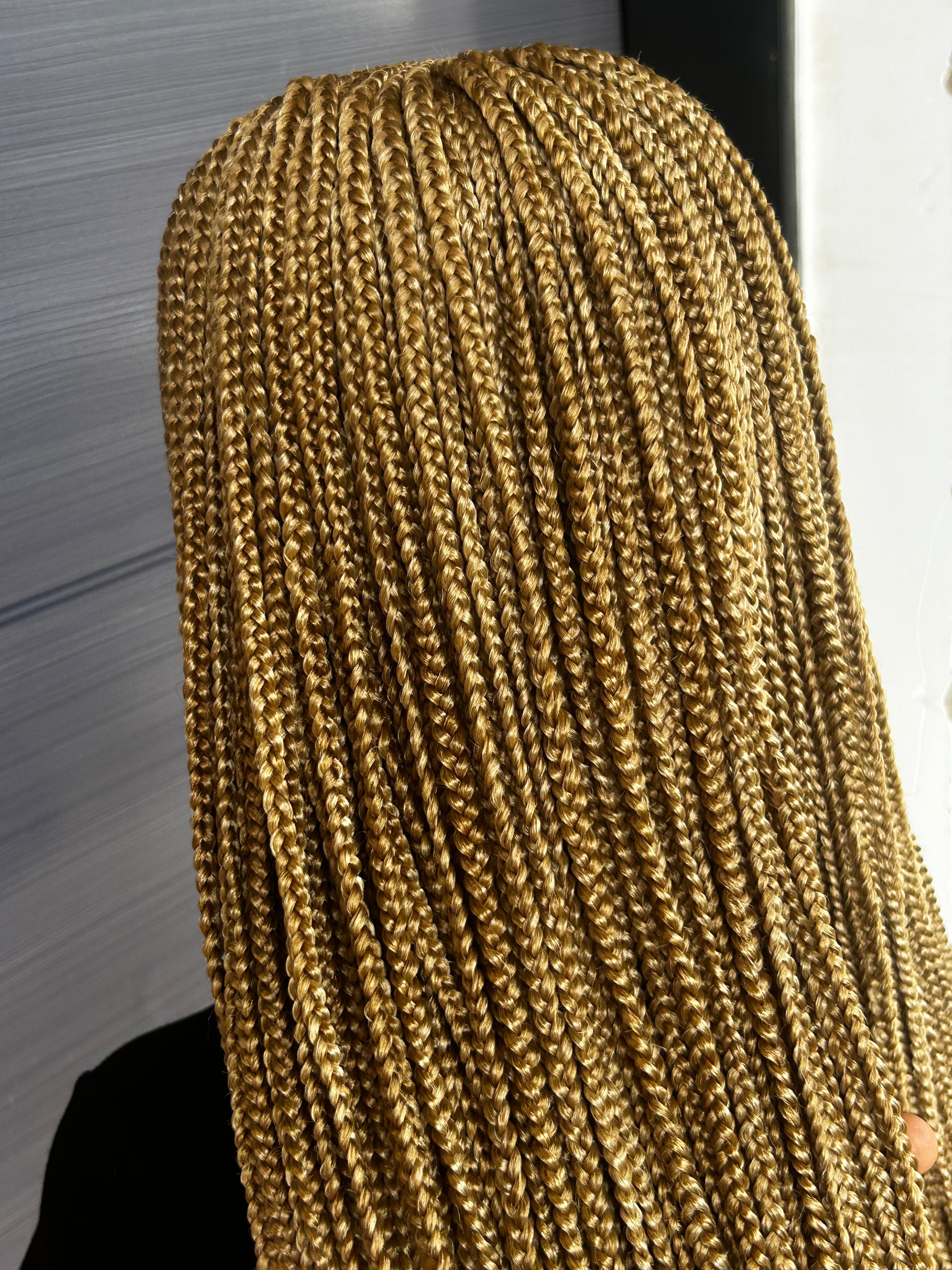 Mixed Blonde Cornrow Braided Wig – 30”Glueless 2x6 Lace Front Wig for Black Women, Custom Lace Box Braids, Protective Style, Handmade