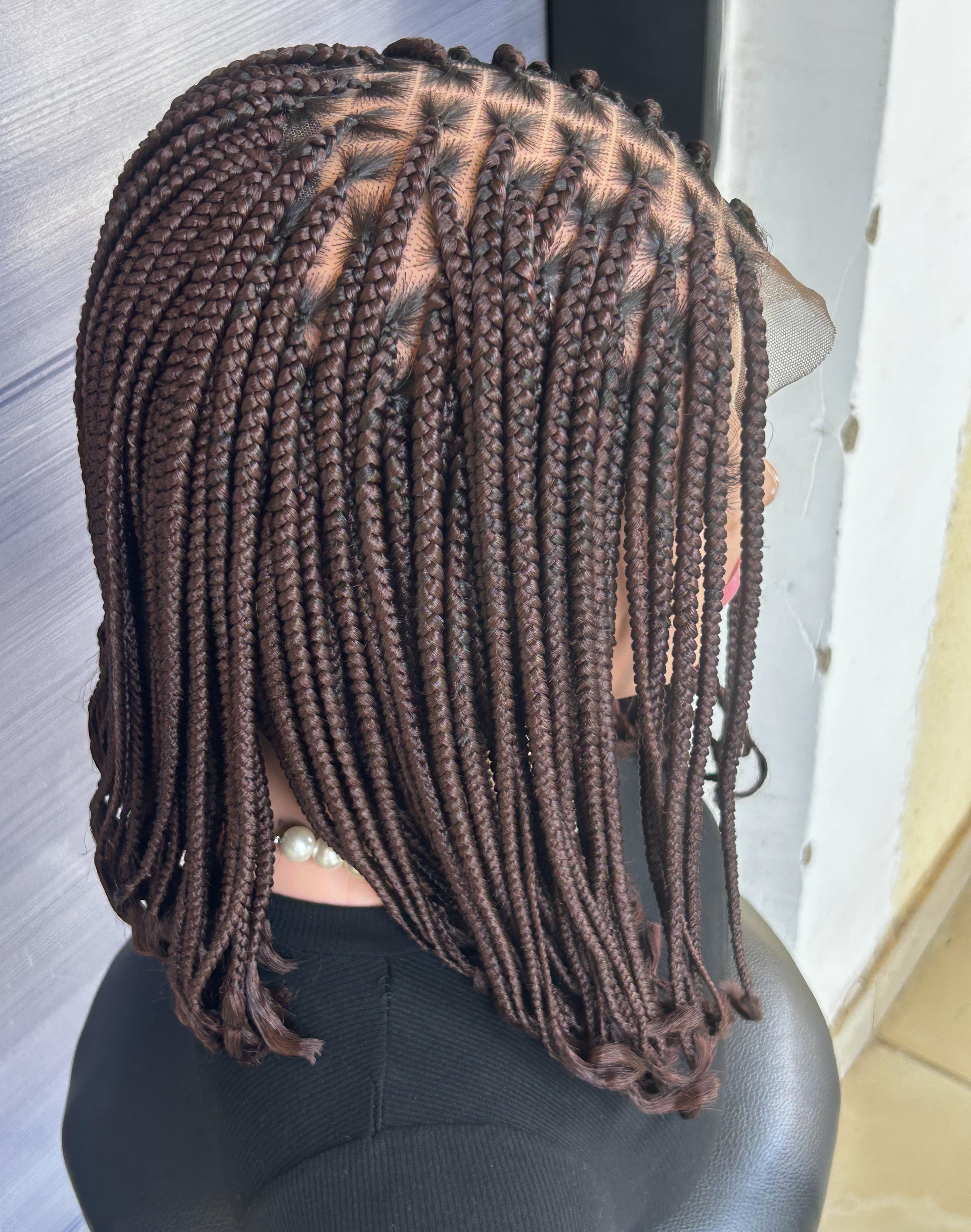 12” Bob Box Braid Wig – Short Braided Wig for Black Women, 13x6 Lace Front, Custom Colors, Glueless Protective Style, Handmade Wig