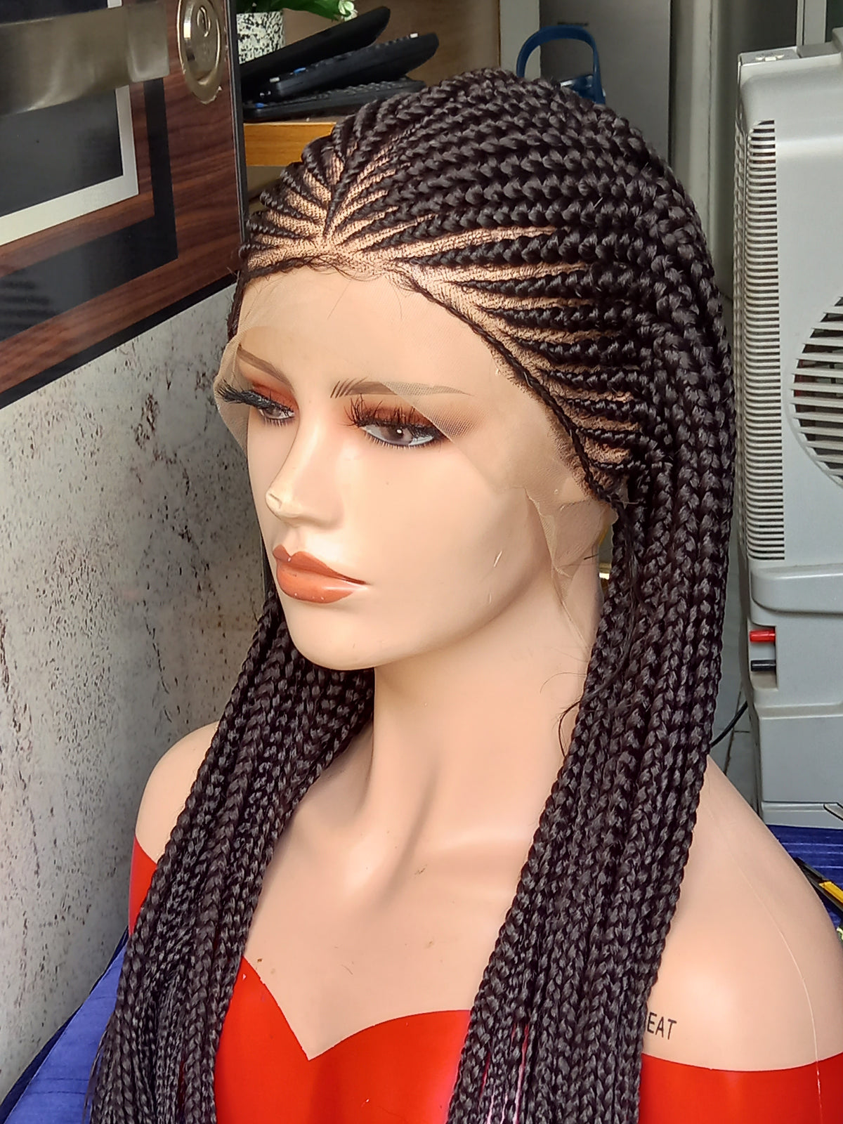 130 Inch Cornrow Braided Wig for Women on Full Frontal Lace - Customizable Length & Color - Luxury Handmade Braids - Natural Hairline Wig