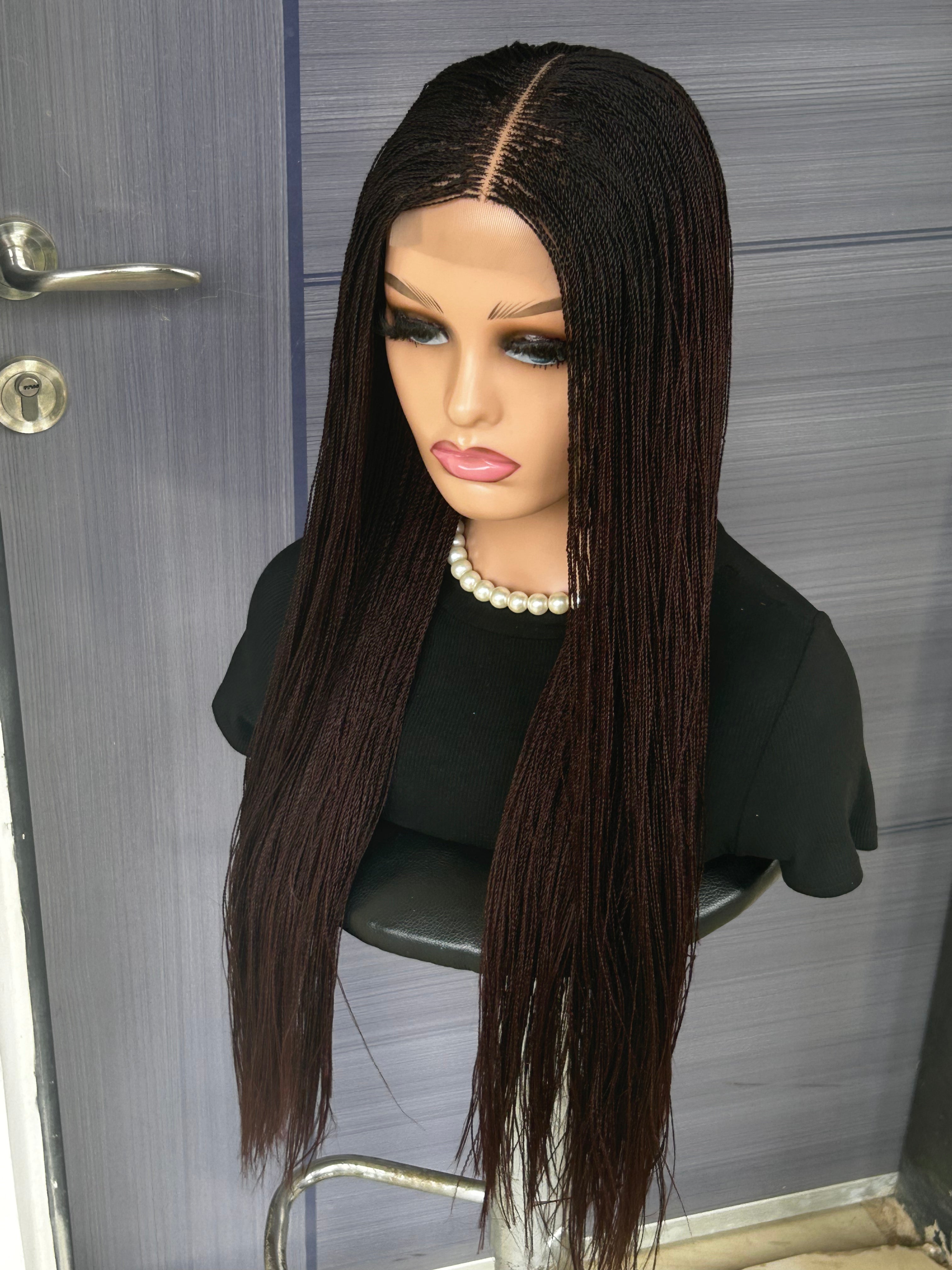 Micro Twist Braided Wig – 2x6 Lace Closure, Glueless Lightweight Wig for Black Women, Beginner Friendly Custom Protective Style handmade wigcolor 33