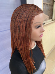 Short Micro Twist Wig – Custom Color Full Lace Braided Wig for Black Women, Handmade Lightweight Glueless Protective Style, Natural Look