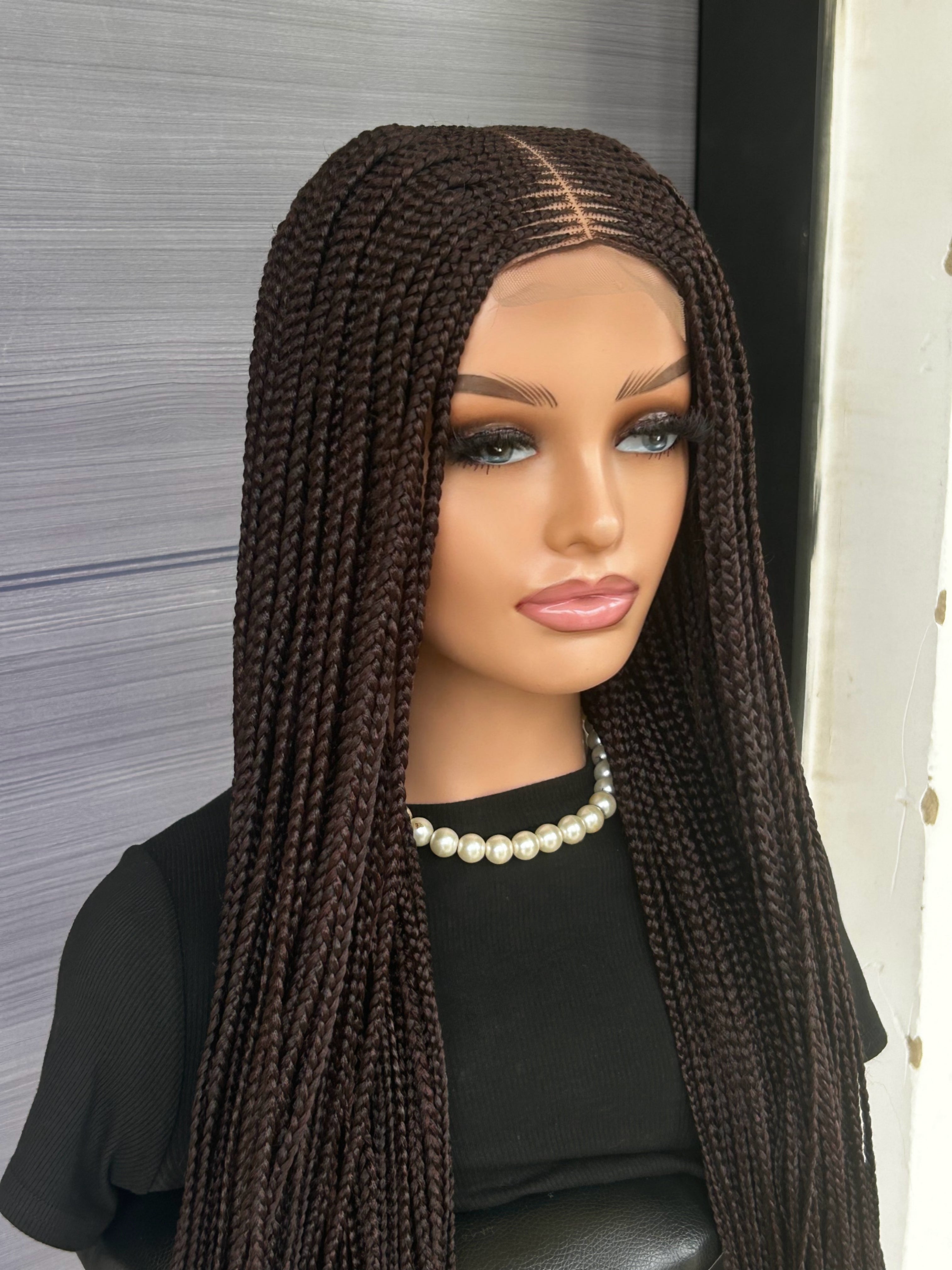 Cornrow Braided Wig – 2x6 Lace Front Wig with Baby Hair, Glueless Full Lace Install, Custom Handmade Protective Style for Black Women
