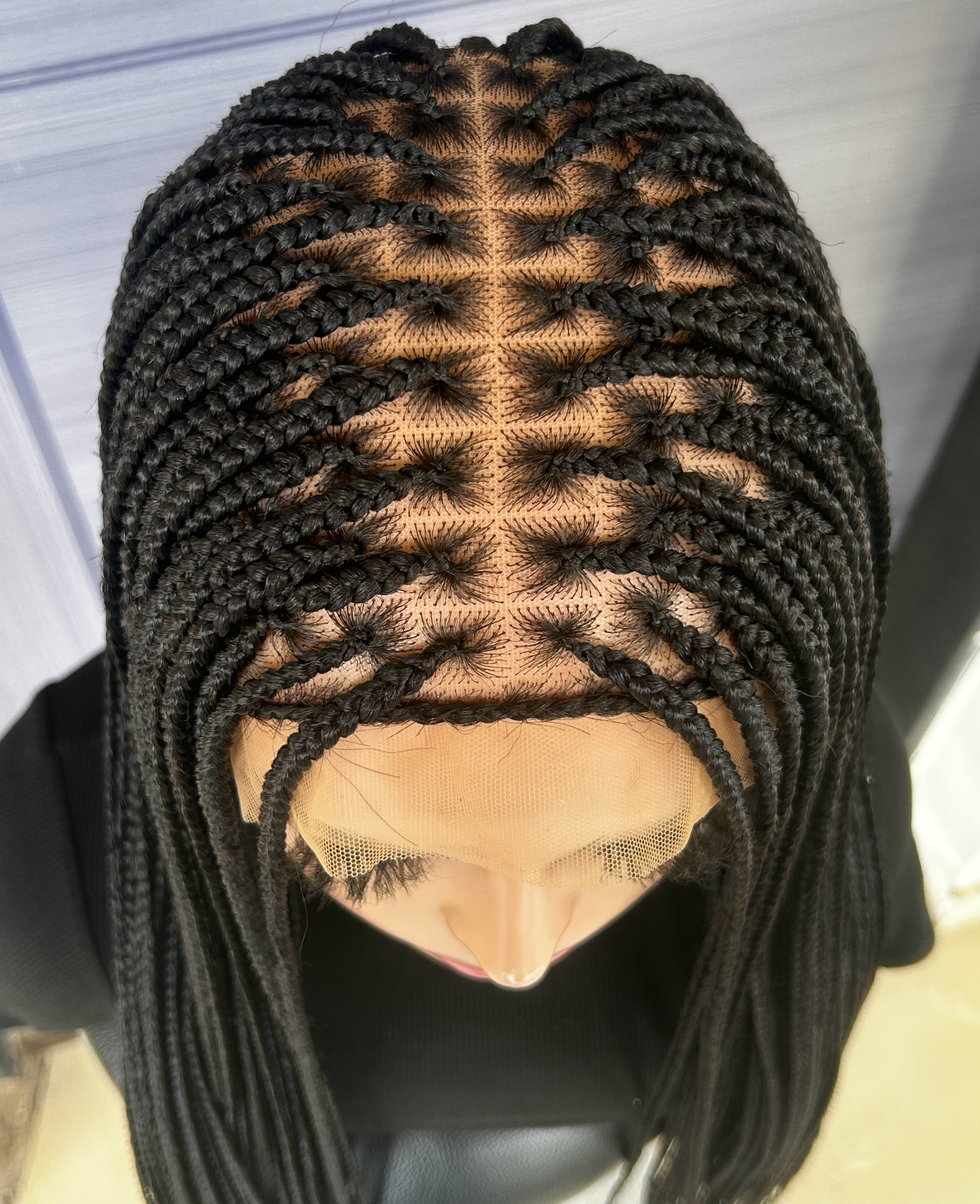 Knotless Braided Wig – Custom Full Lace Wig for Black Women, 30 Inch Micro Box Braid, Senegalese Twist, Glueless Protective Style