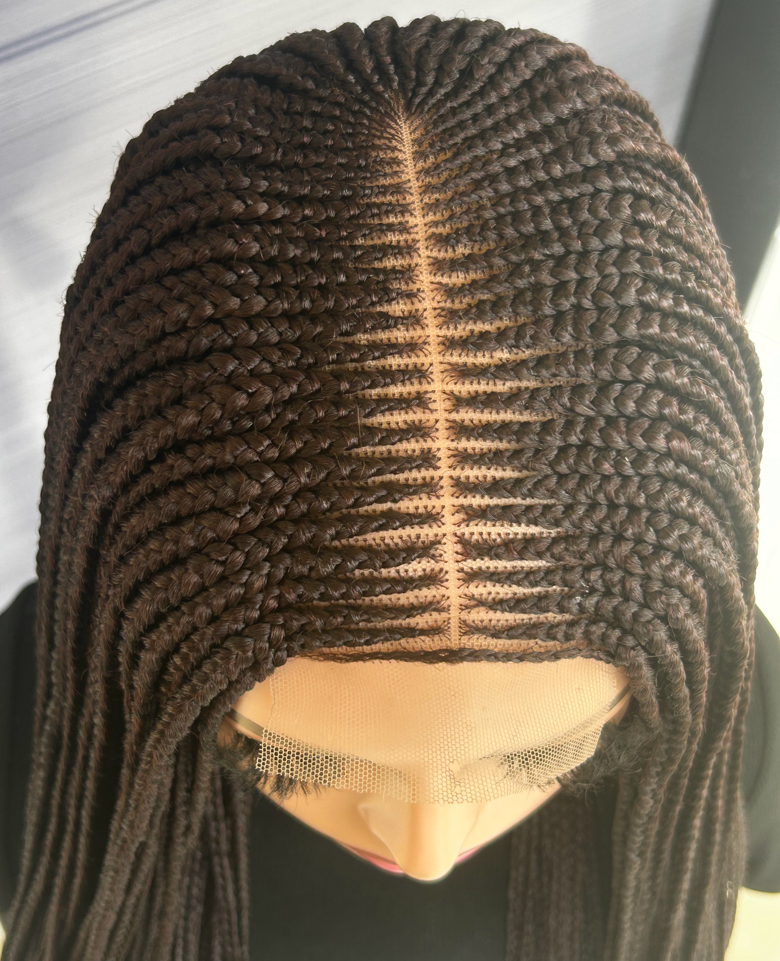 Cornrow Braided Wig – 2x6 Lace Front Wig with Baby Hair, Glueless Full Lace Install, Custom Handmade Protective Style for Black Women