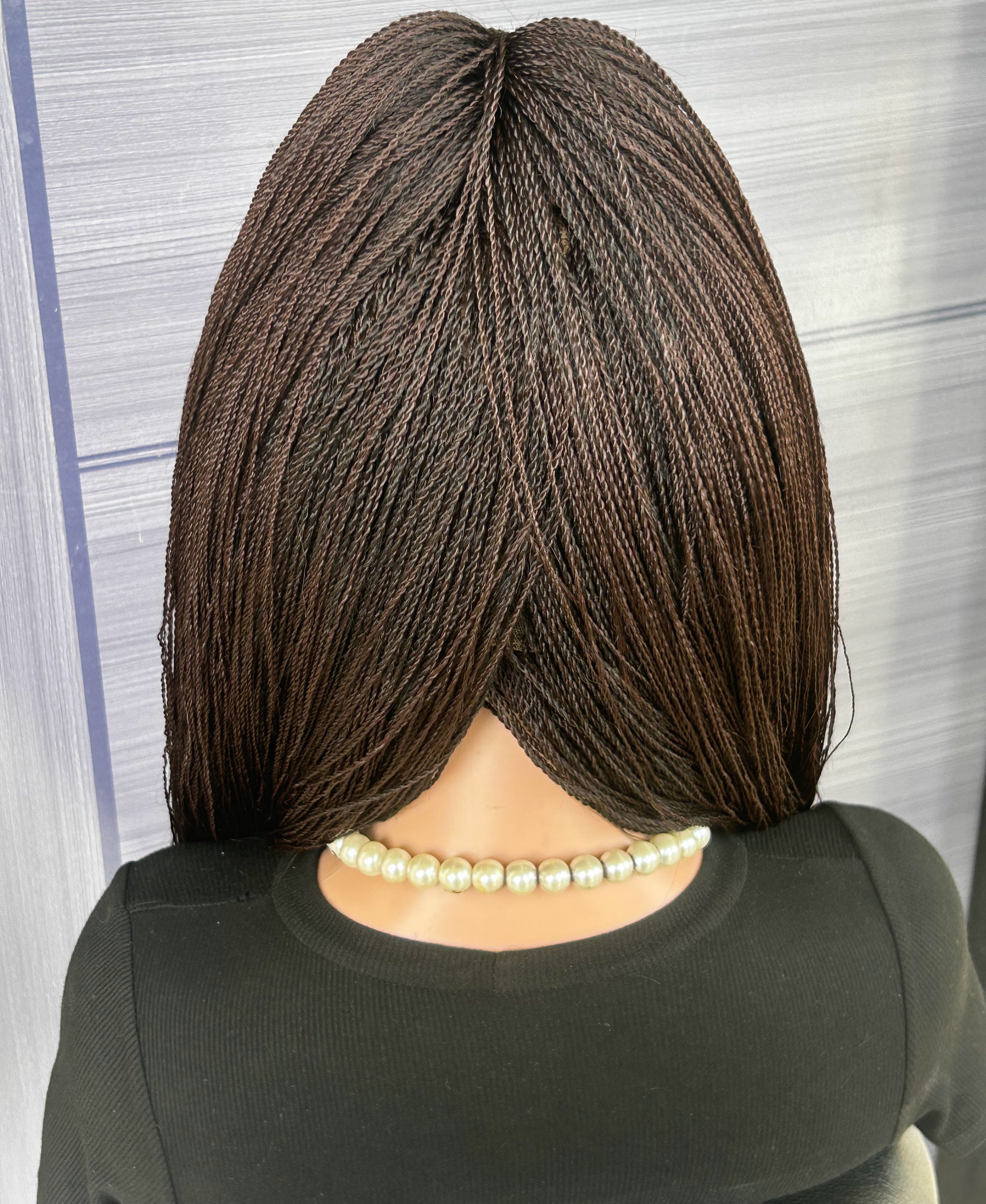 Micro Twist Braided Wig – Full Lace Handmade Wig for Black Women, Color 33 Brown, Lightweight Natural Glueless Protective Style braids wig