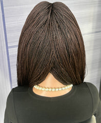 Micro Twist Braided Wig – Full Lace Handmade Wig for Black Women, Color 33 Brown, Lightweight Natural Glueless Protective Style braids wig