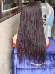 Micro Braid Wig for Women - 6x6 Lace Front Wig - Customizable Length & Color - Handmade Luxury Human Hair Braided Wig