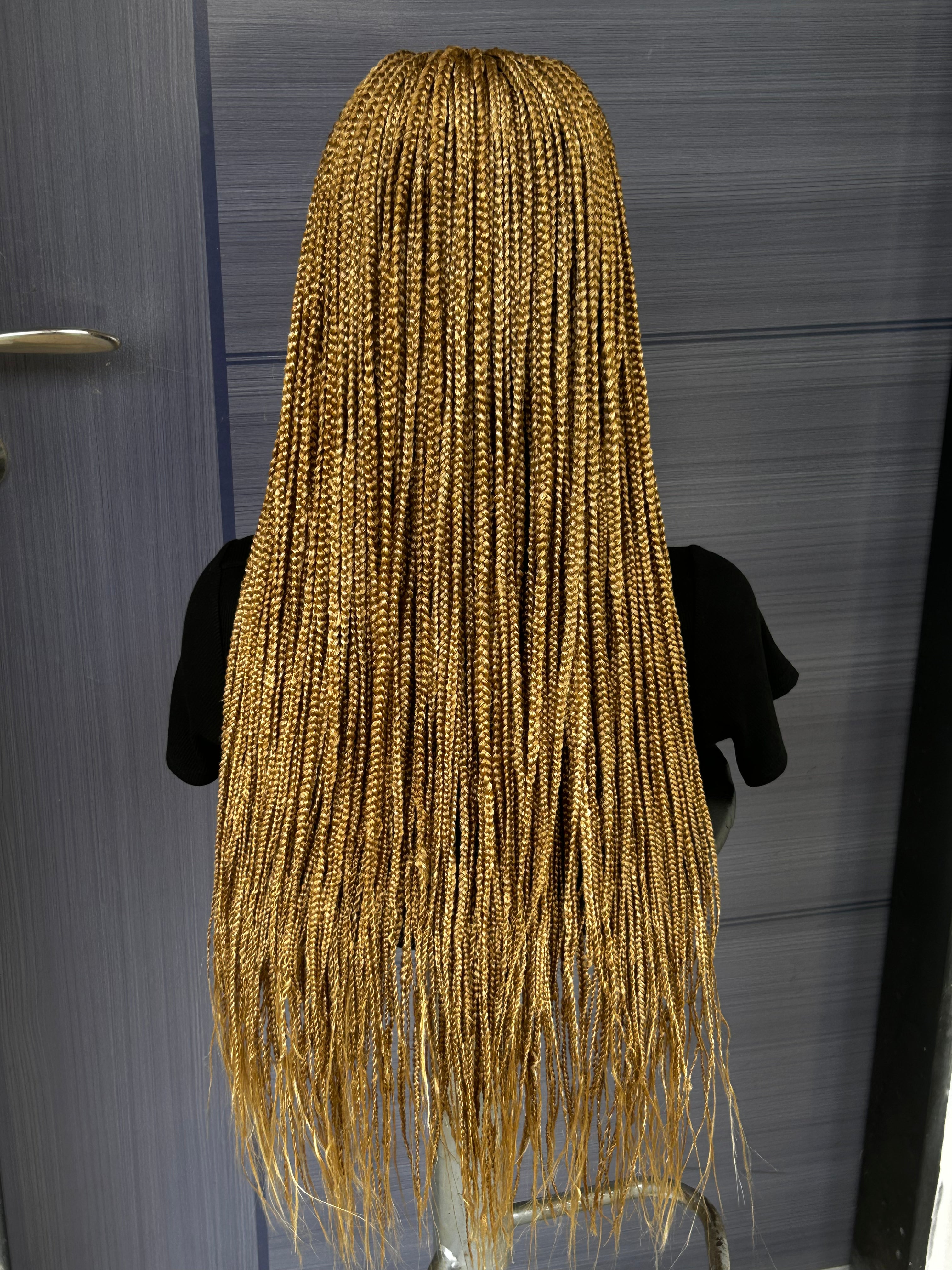 Mixed Blonde Cornrow Braided Wig – 30”Glueless 2x6 Lace Front Wig for Black Women, Custom Lace Box Braids, Protective Style, Handmade