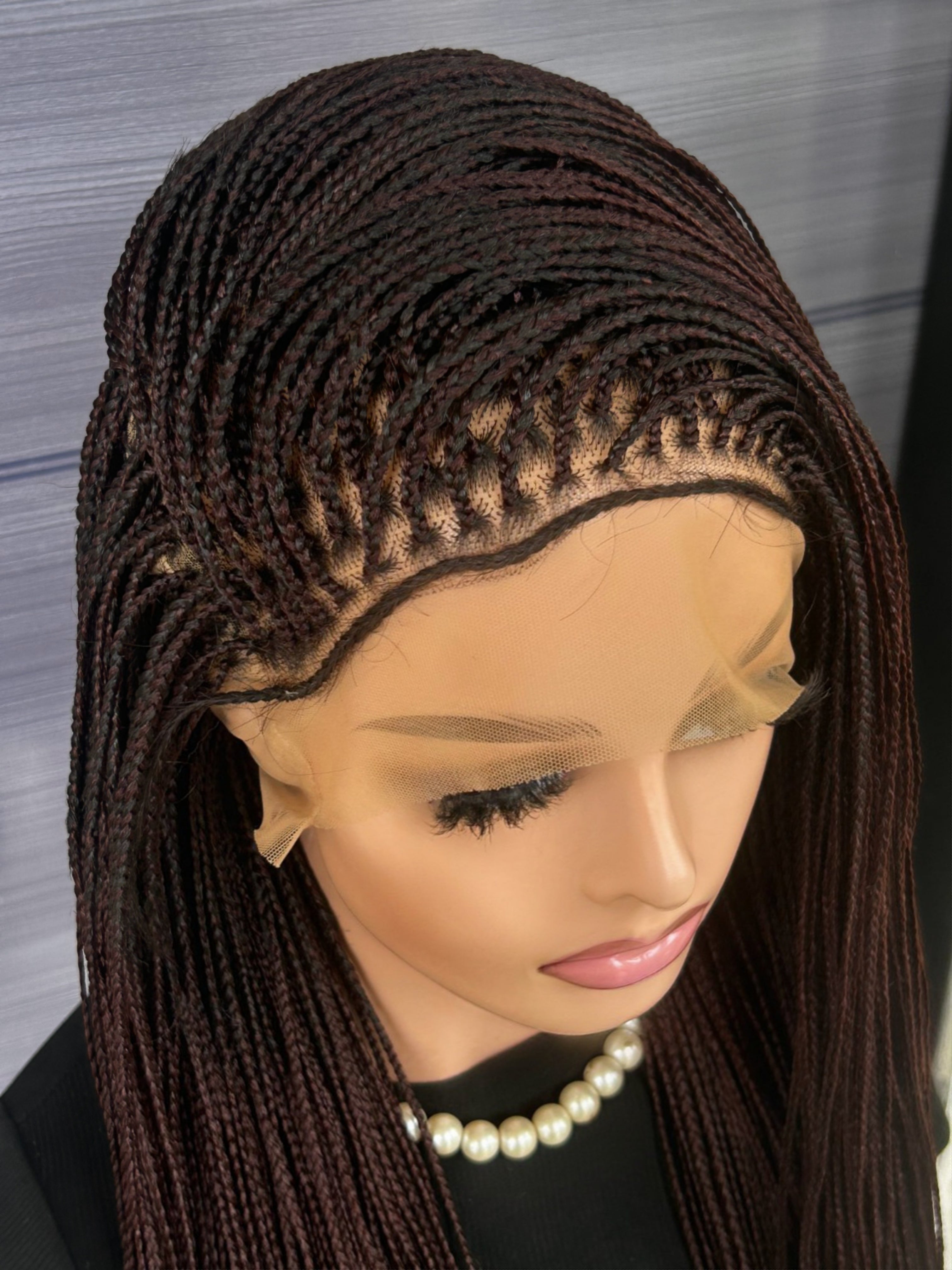 Customisable 30” Micro Braid Wig On Full Lace Glueless Braided Wig for Black Women, Custom Protective Style, Lightweight Natural Look