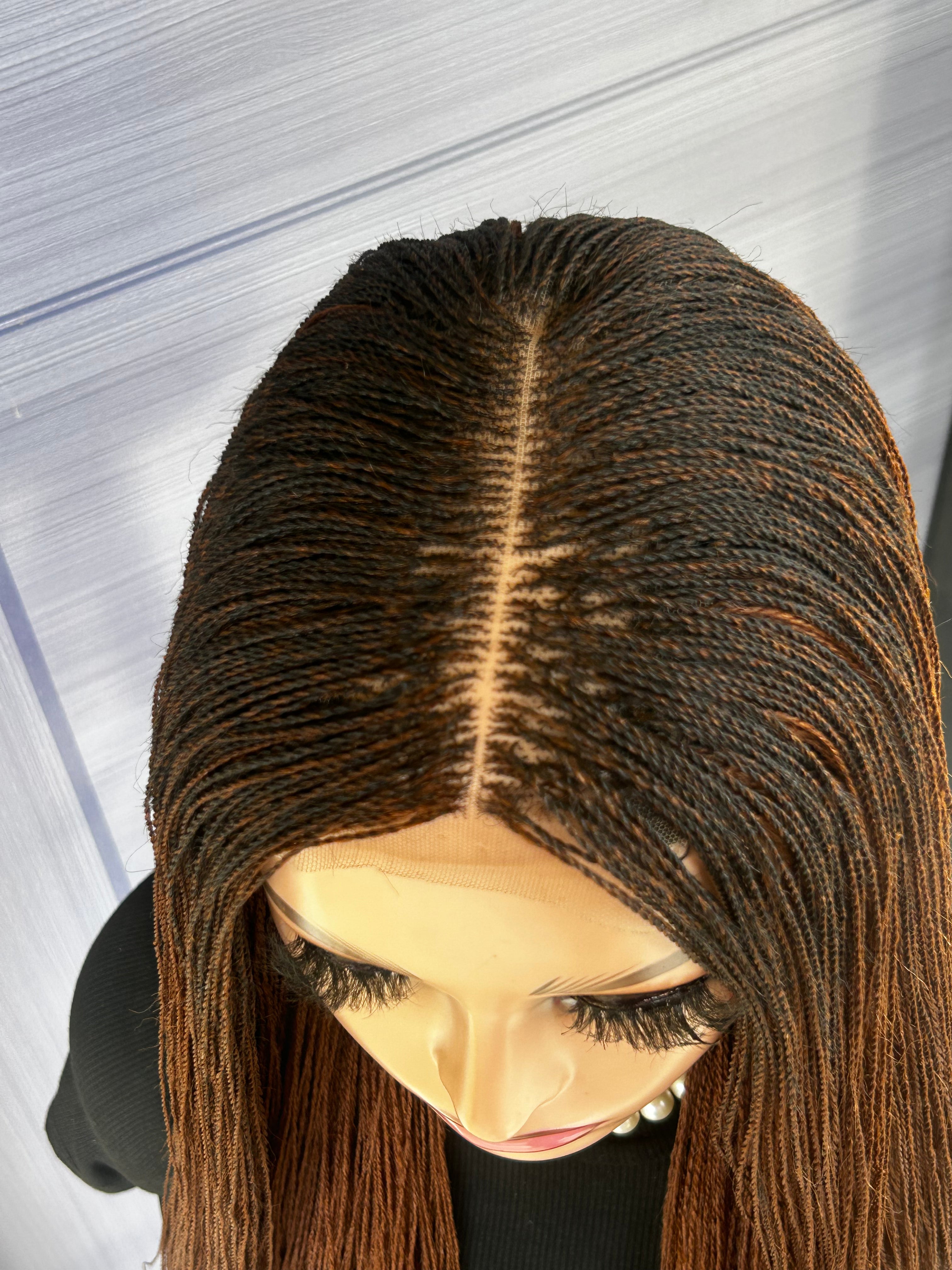 Micro Twist Braided Wig – 2x6 Lace Closure, Color 30 Glueless Lightweight Wig for Black Women, Beginner Friendly Custom Protective Style handmade wig